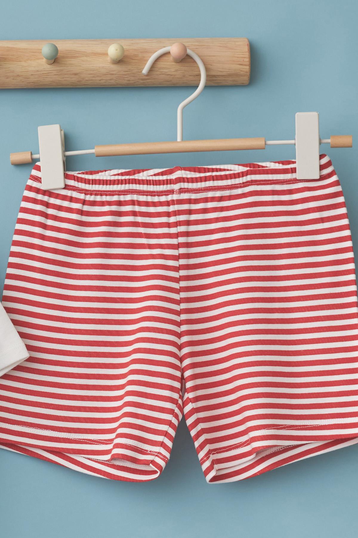 Safari Desen Çocuk Pijama Takımı Ekru