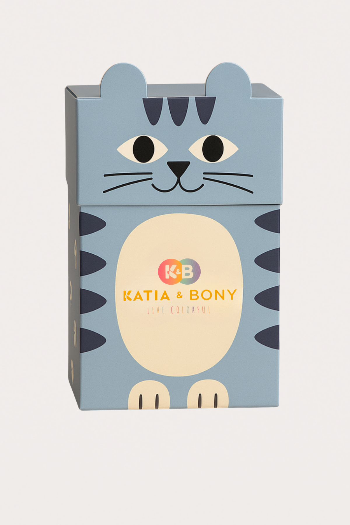 22501K2027 2PCK KEDİLİ KUTULU ÇOCUK SOKET ÇORAP MAVİ