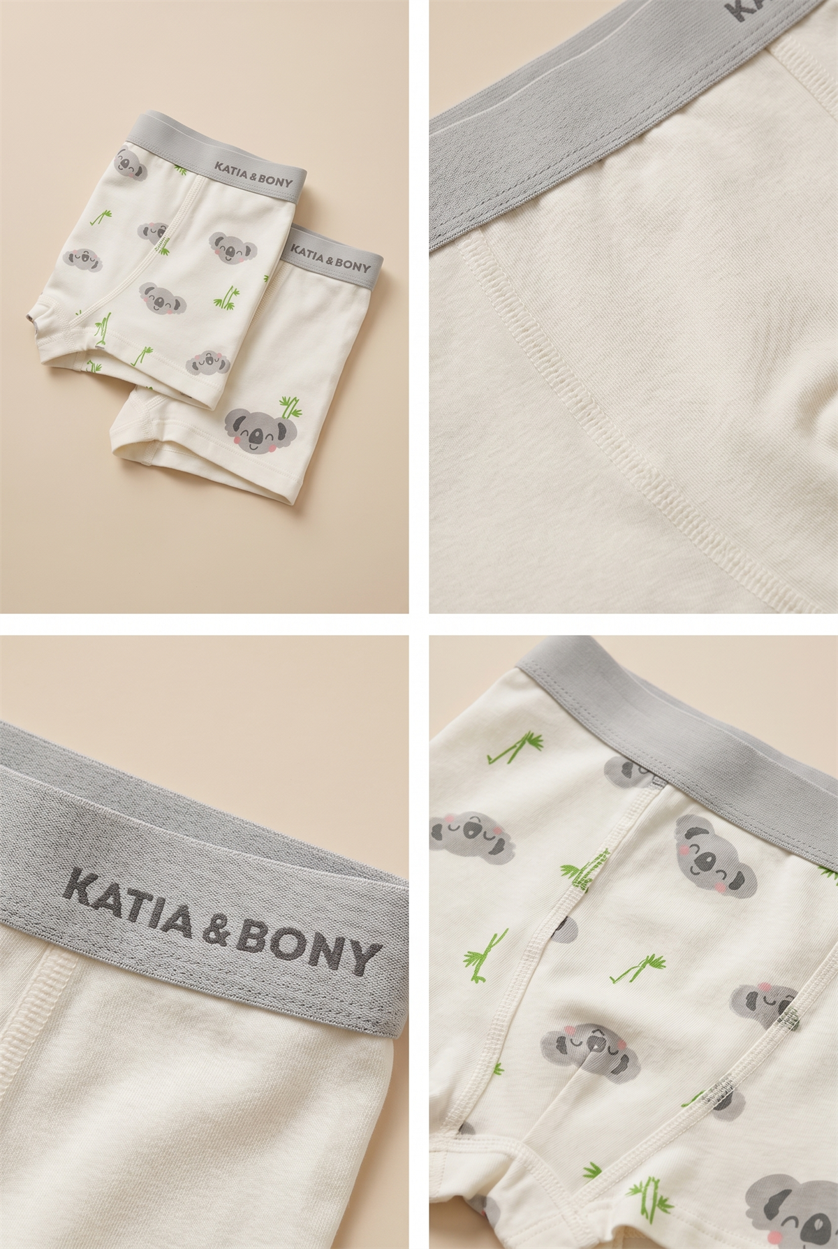 22503K2003 2PCK KOALA ERKEK ÇOCUK BOXER Ecru