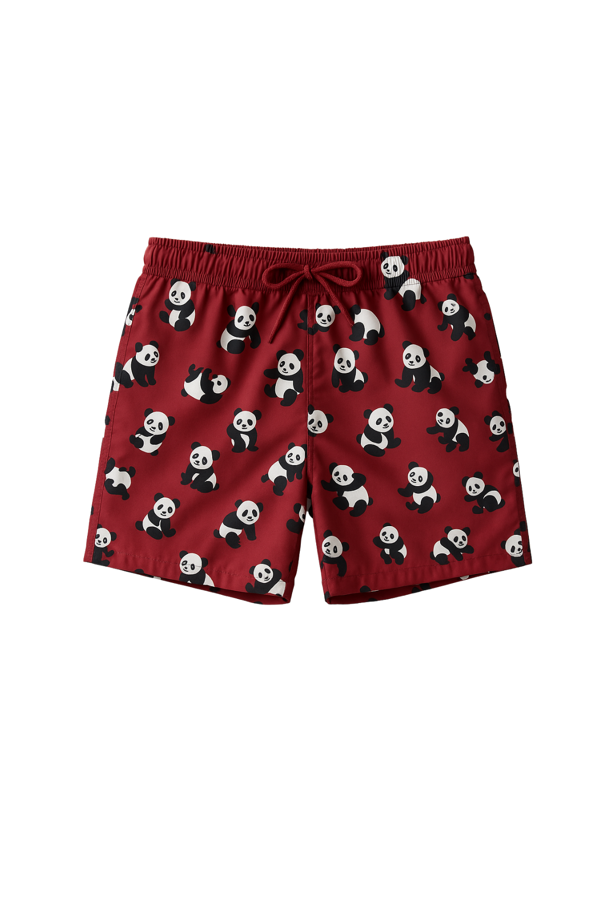 Boys Panda Pattern Swim Shorts Burgundy