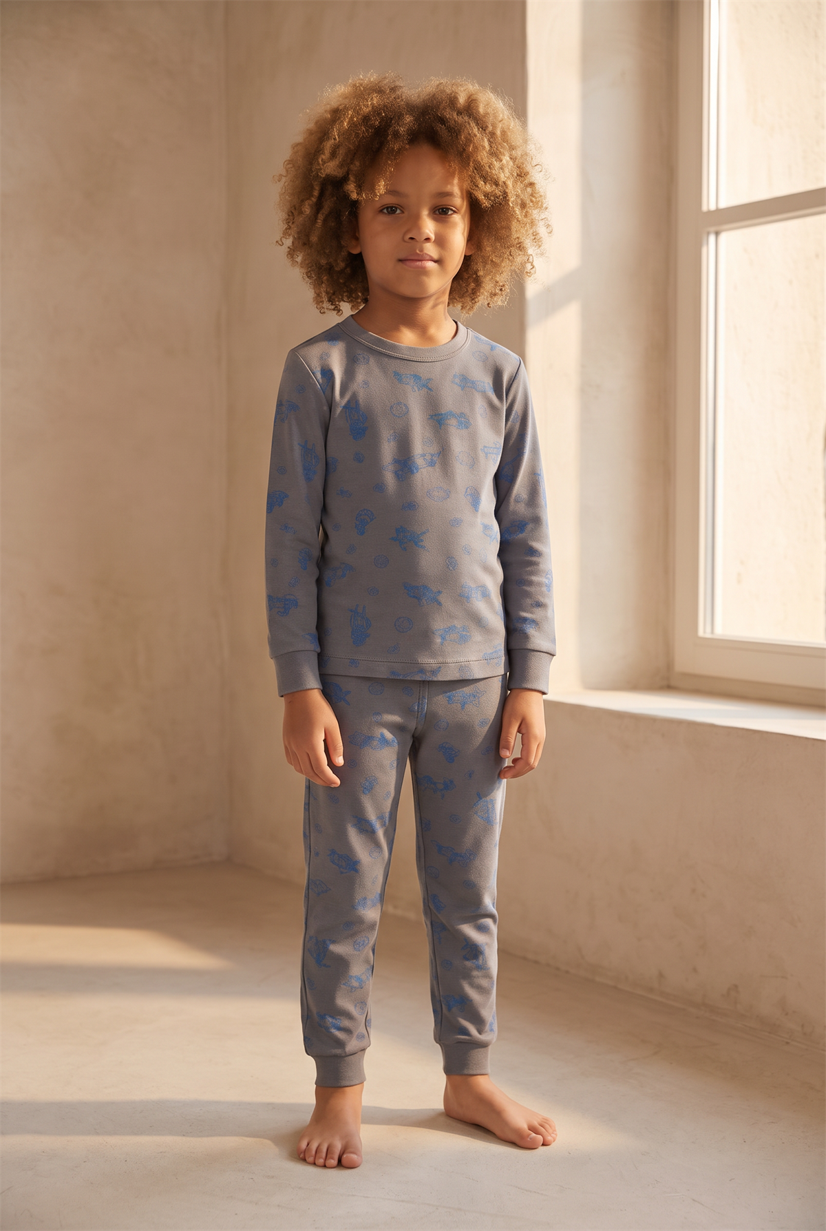Erkek Çocuk Savaş Uçağı Desenli Pijama Takımı