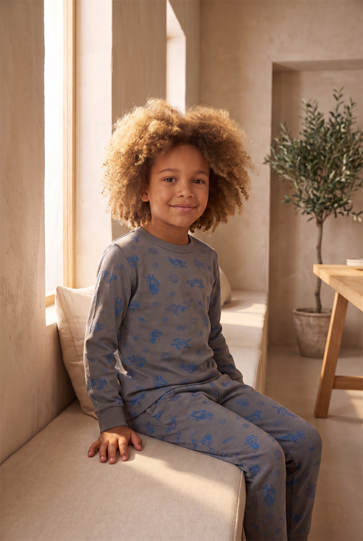 Erkek Çocuk Savaş Uçağı Desenli Pijama Takımı