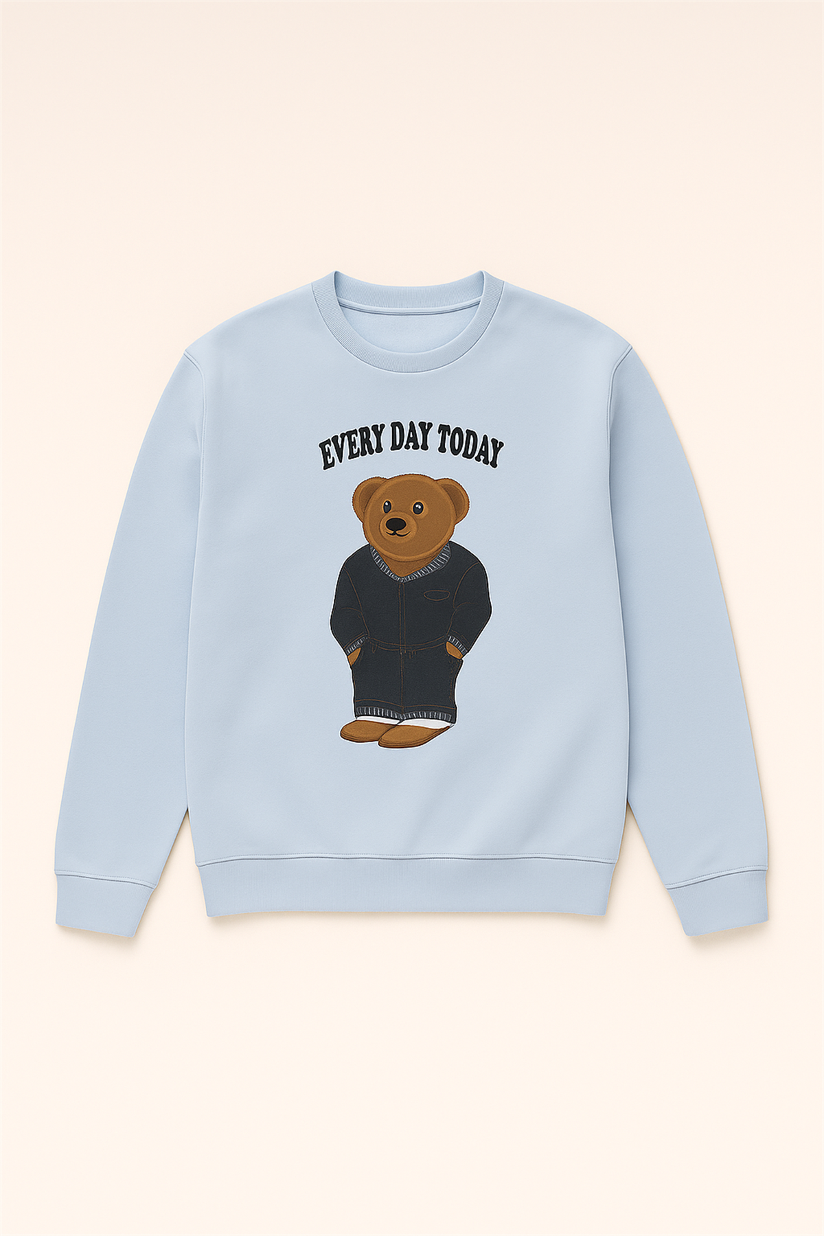 Erkek Çocuk Teddy Desenli Sweatshirt Pijama Üstü Mavi