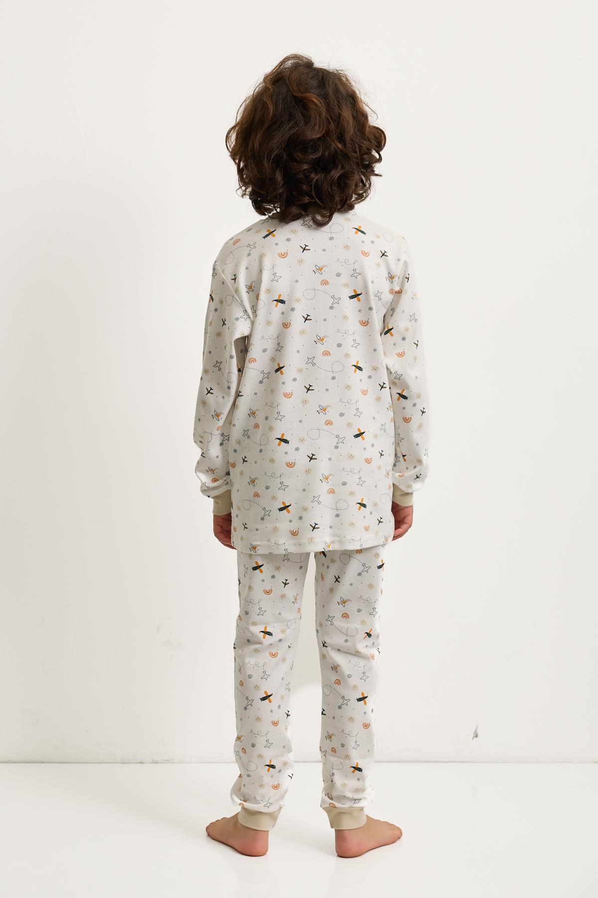 Erkek Çocuk Uçak Baskılı Pijama Takımı