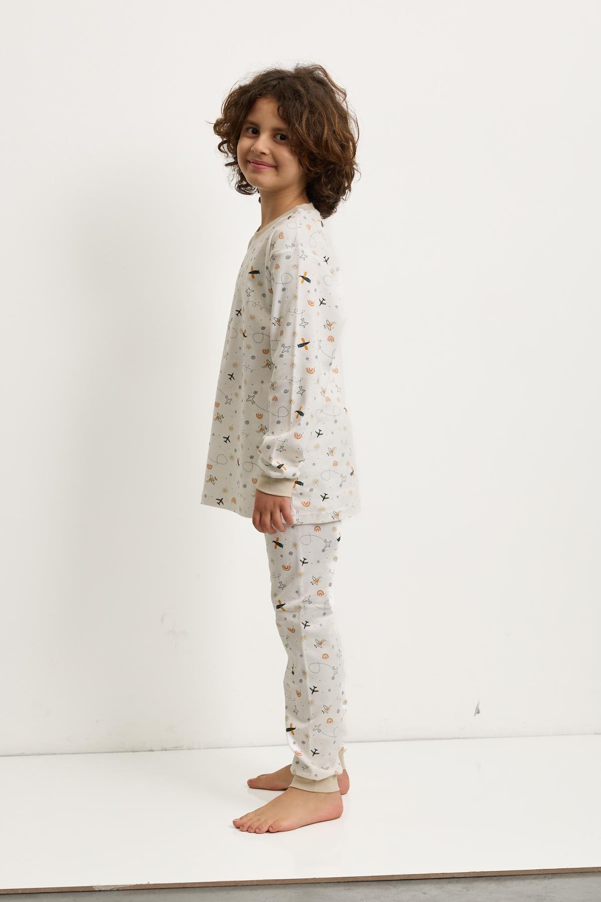 Erkek Çocuk Uçak Baskılı Pijama Takımı