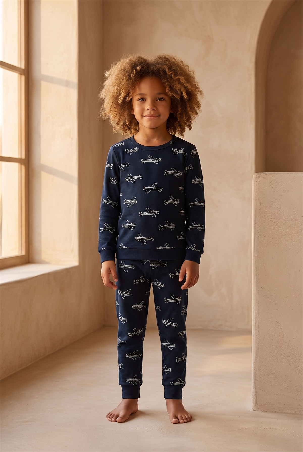 Erkek Çocuk Uçak Desenli Pijama Takımı