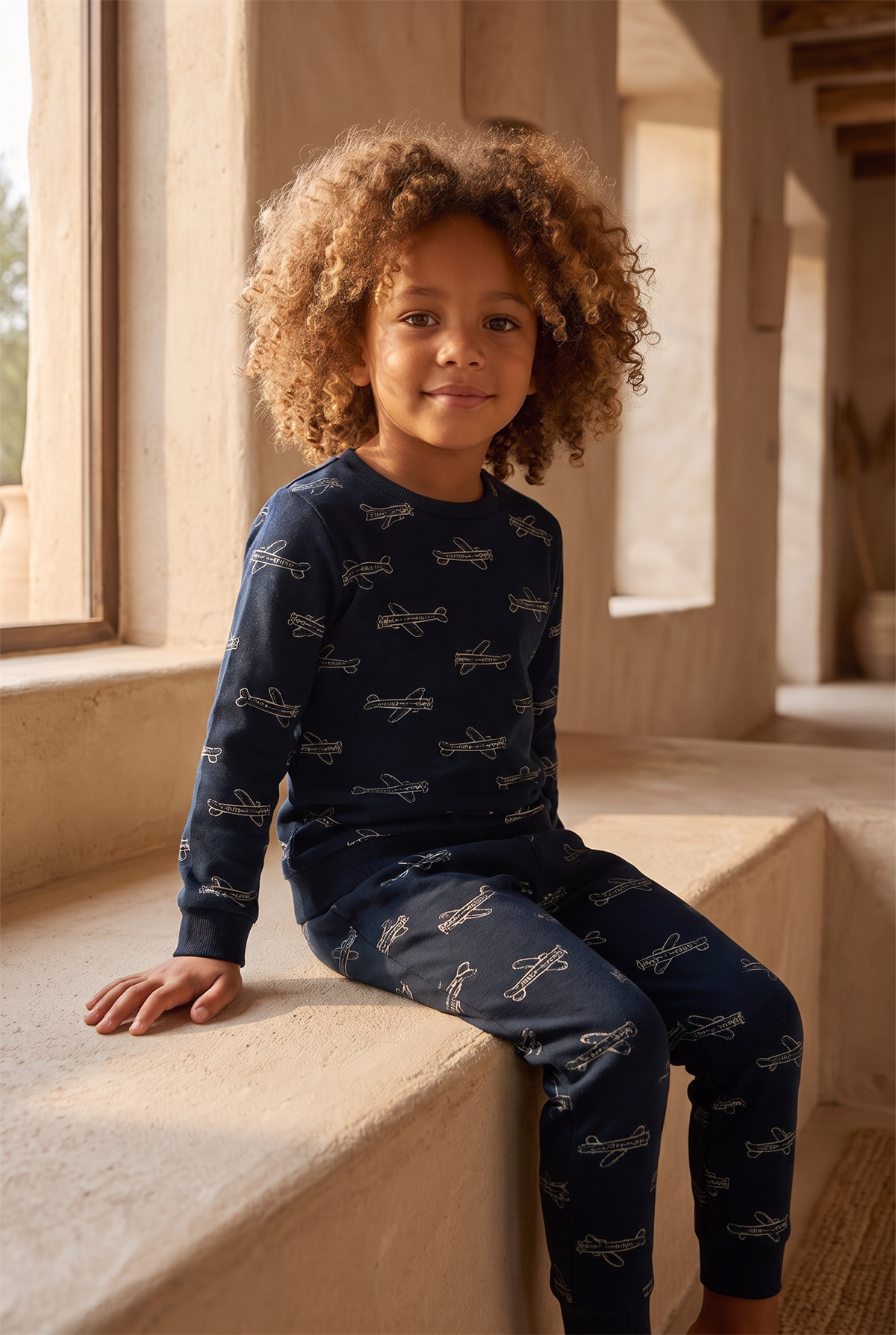 Erkek Çocuk Uçak Desenli Pijama Takımı