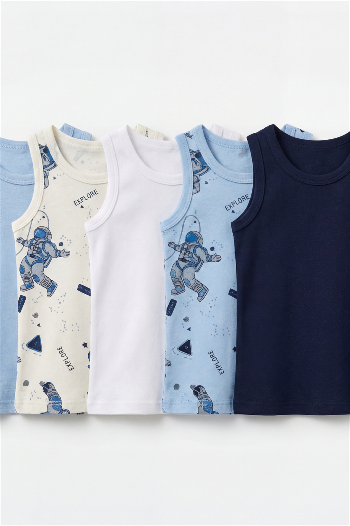 Boys Space Patterned 5-Piece Undershirt