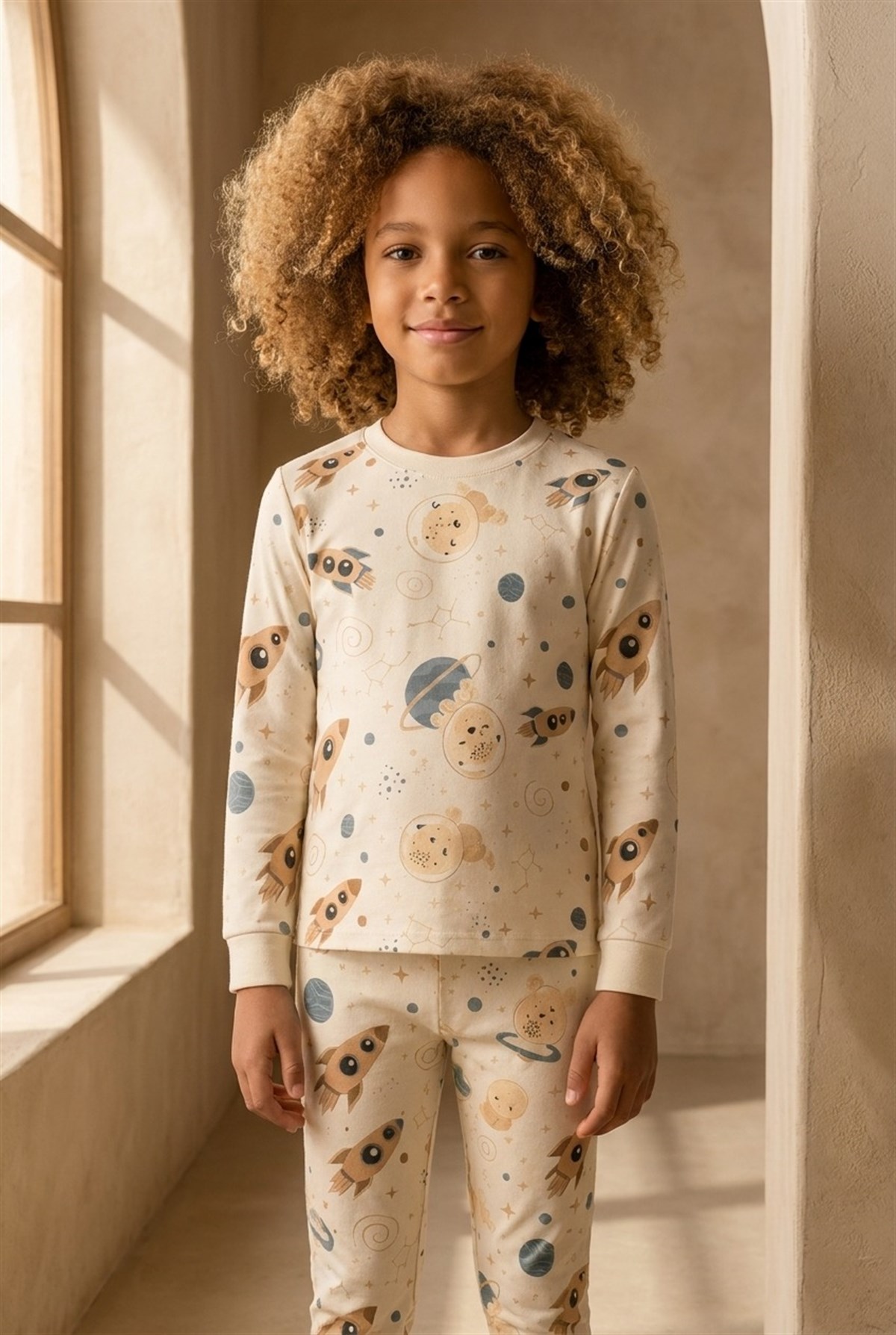 Erkek Çocuk Uzay Desenli Pijama Takımı