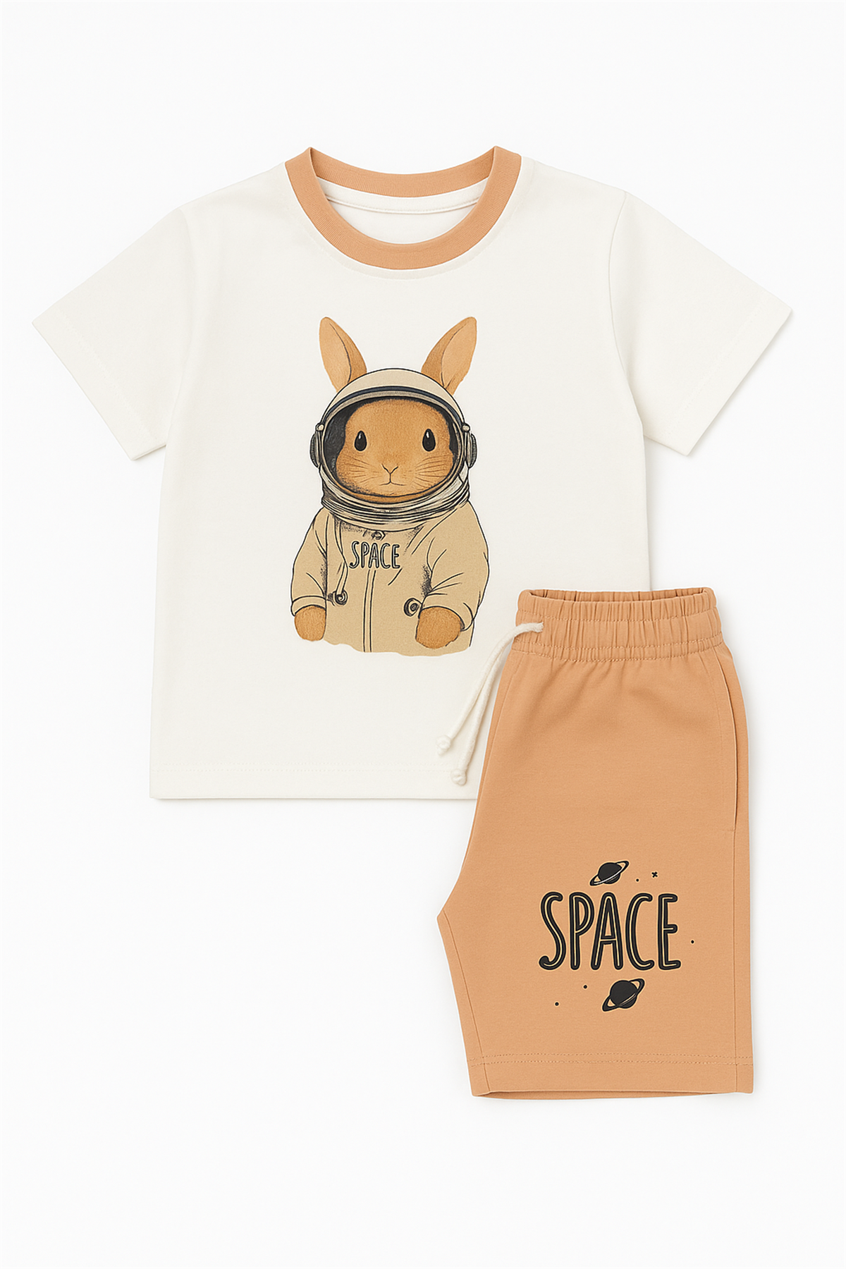 Boys Pajama Set with Alien Rabbit Pattern and Shorts