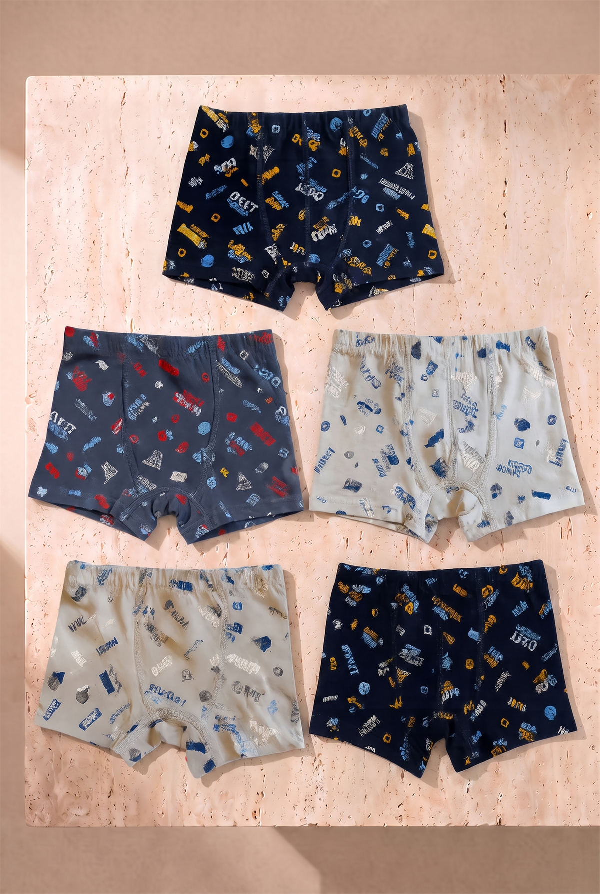 Erkek Çocuk Yazılı 5li Boxer
