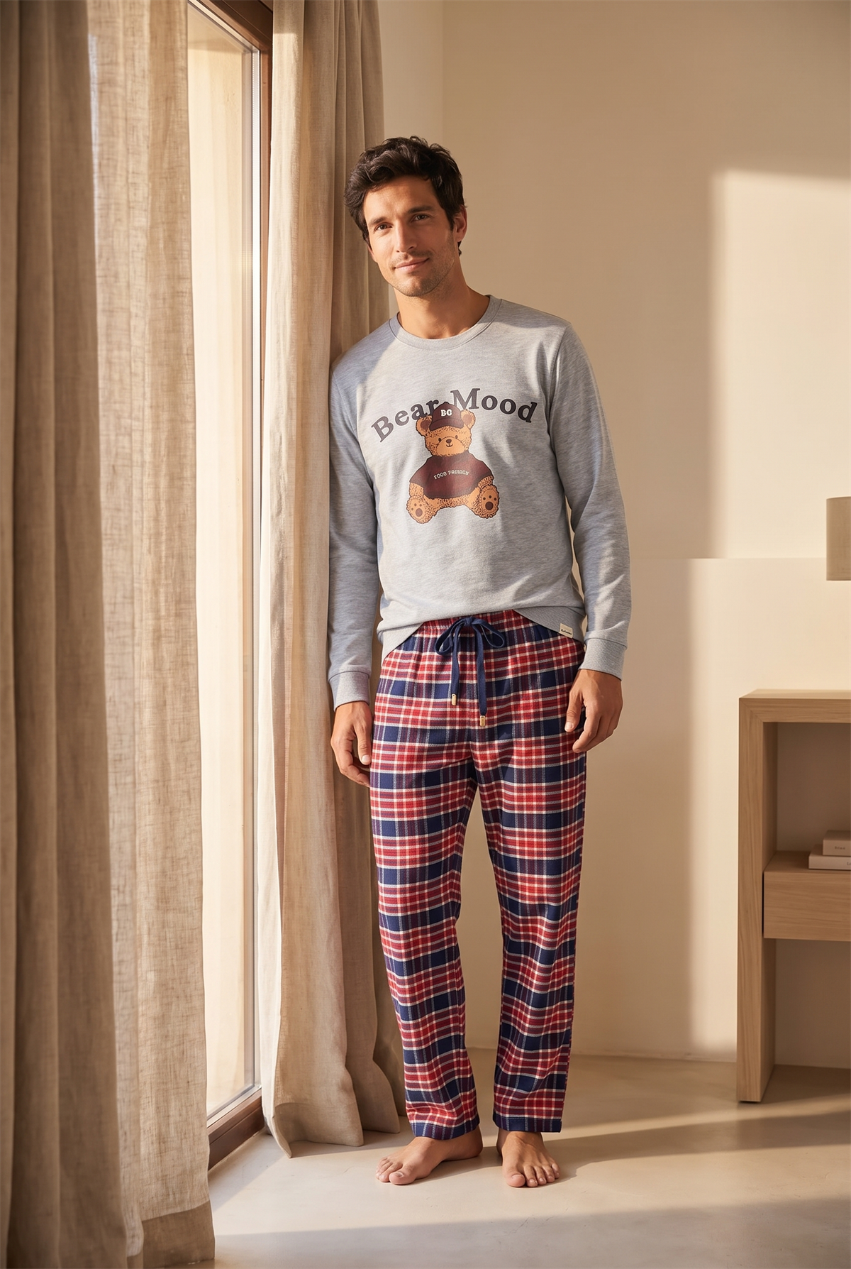 22612M4002 CUTE EDITION TEDDY ERKEK PİJAMA TAKIM Gri