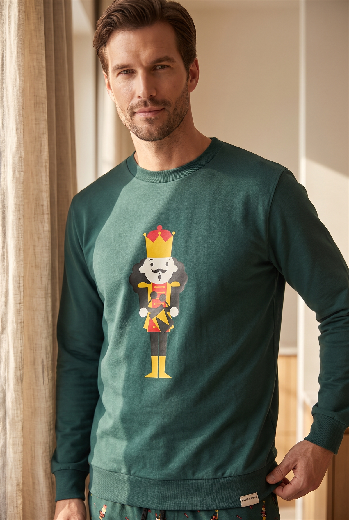Erkek Dear Santa Kurşun Asker Desenli Pijama Takımı Yeşil