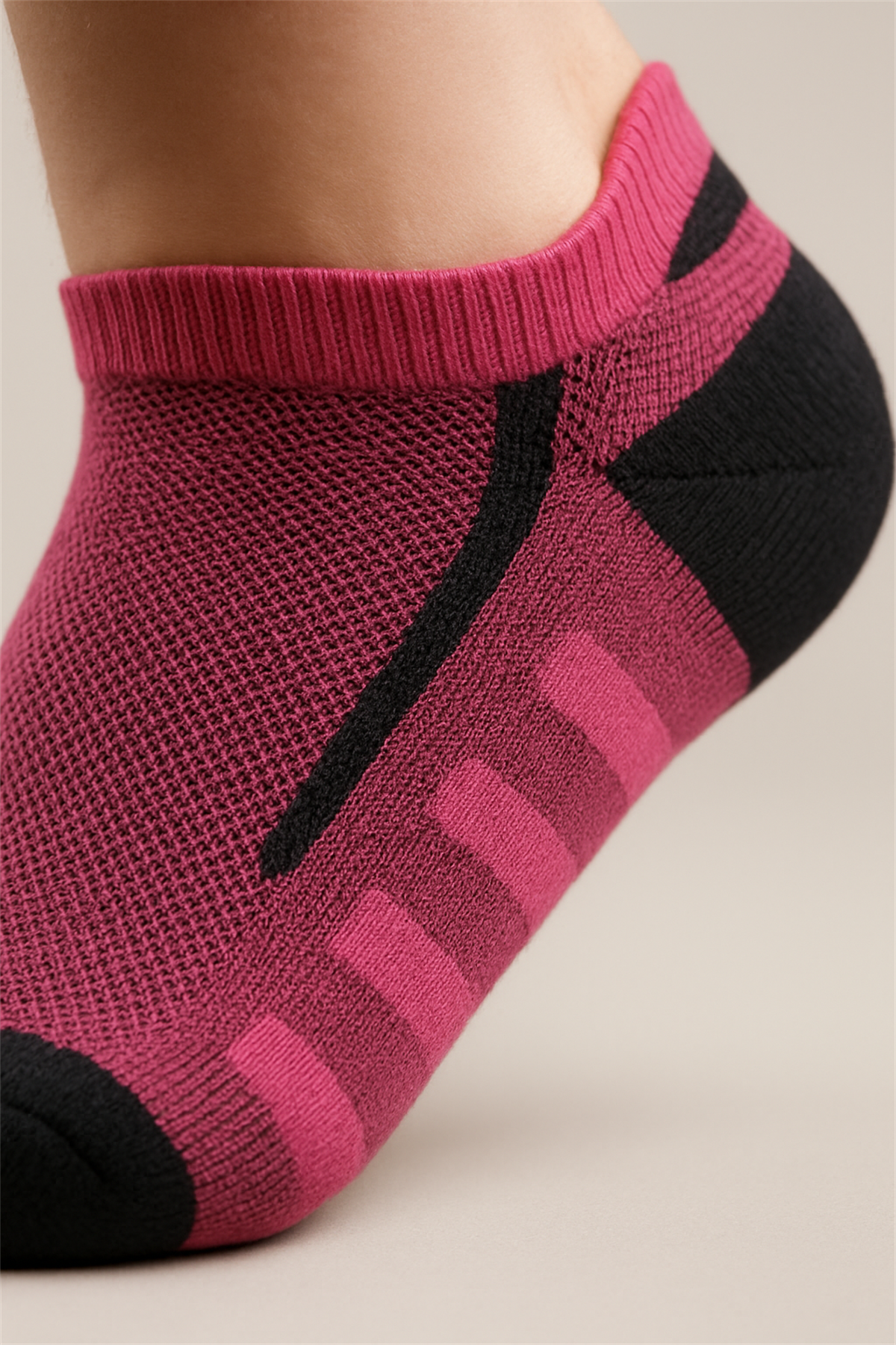 Erkek Desenli Step Golf Çorabı Pembe/Siyah