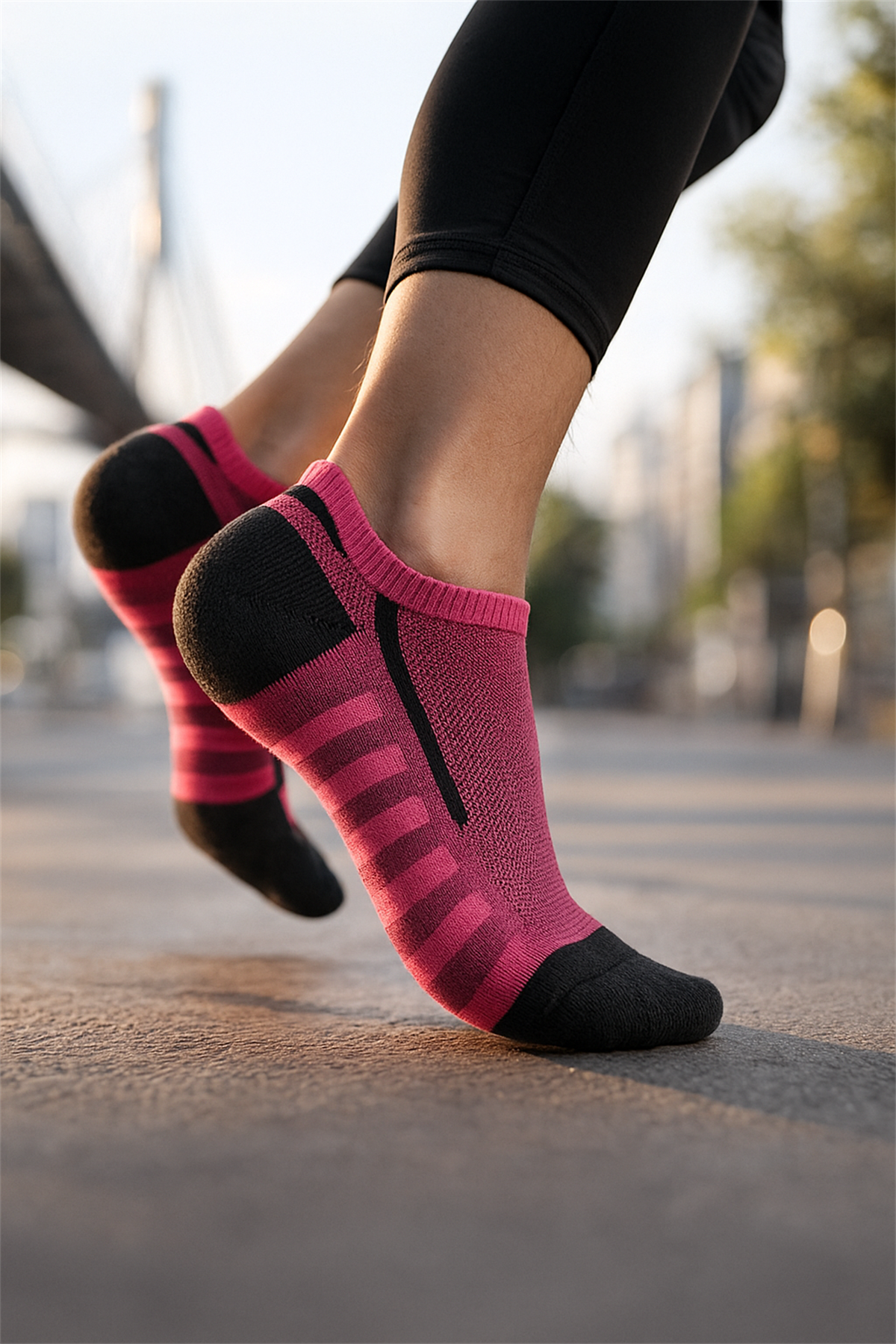 Erkek Desenli Step Golf Çorabı Pembe/Siyah