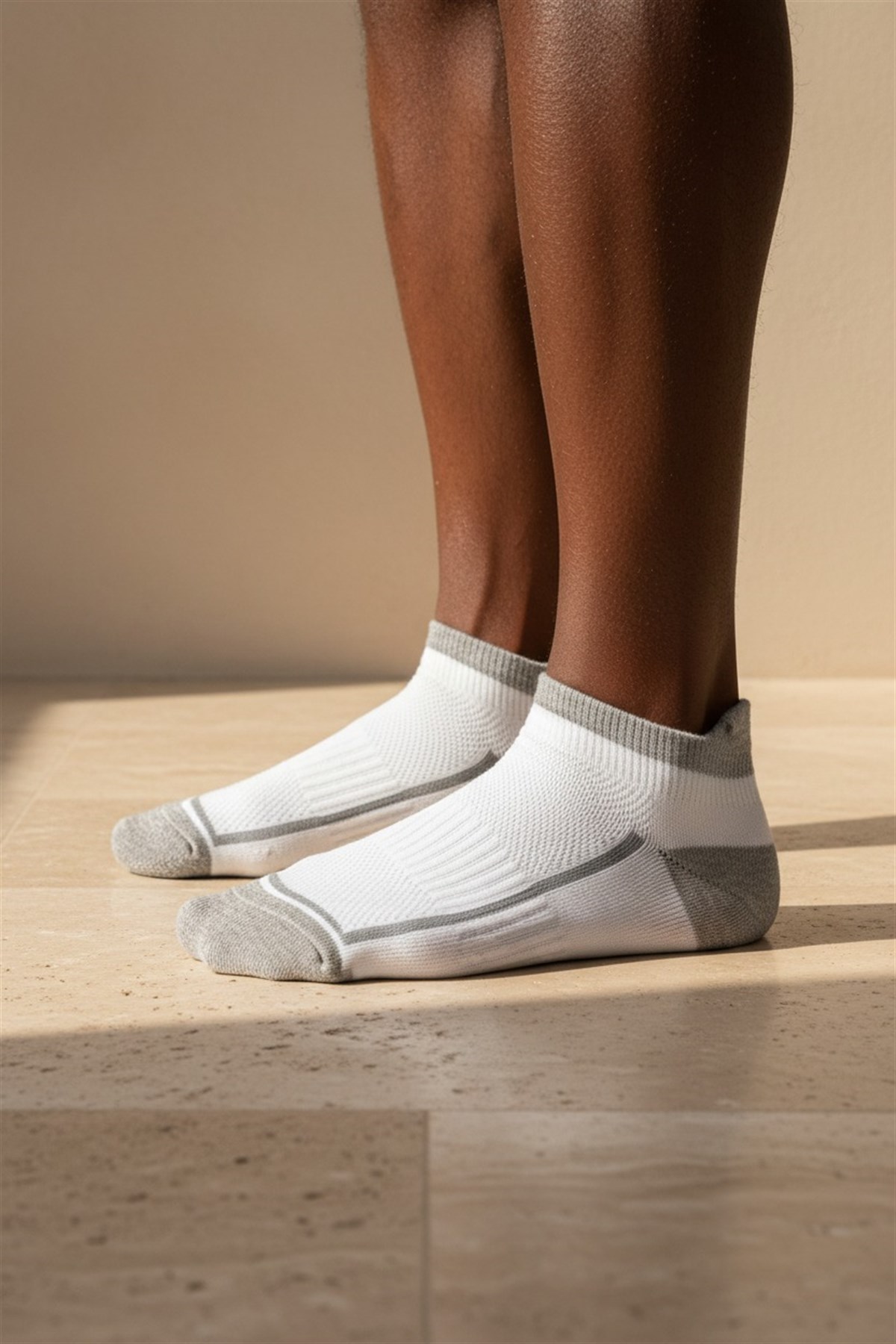 Erkek Gri Çizgili Step Çorap 