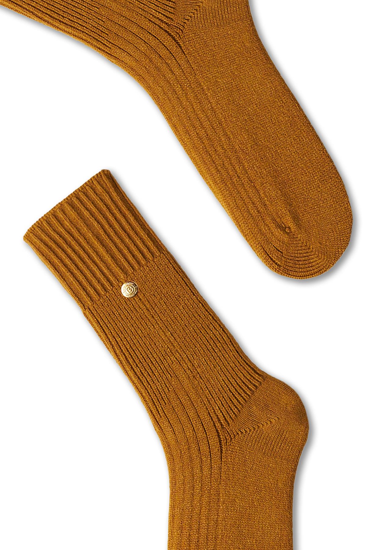 Mustard Sock Socks with Staple Details