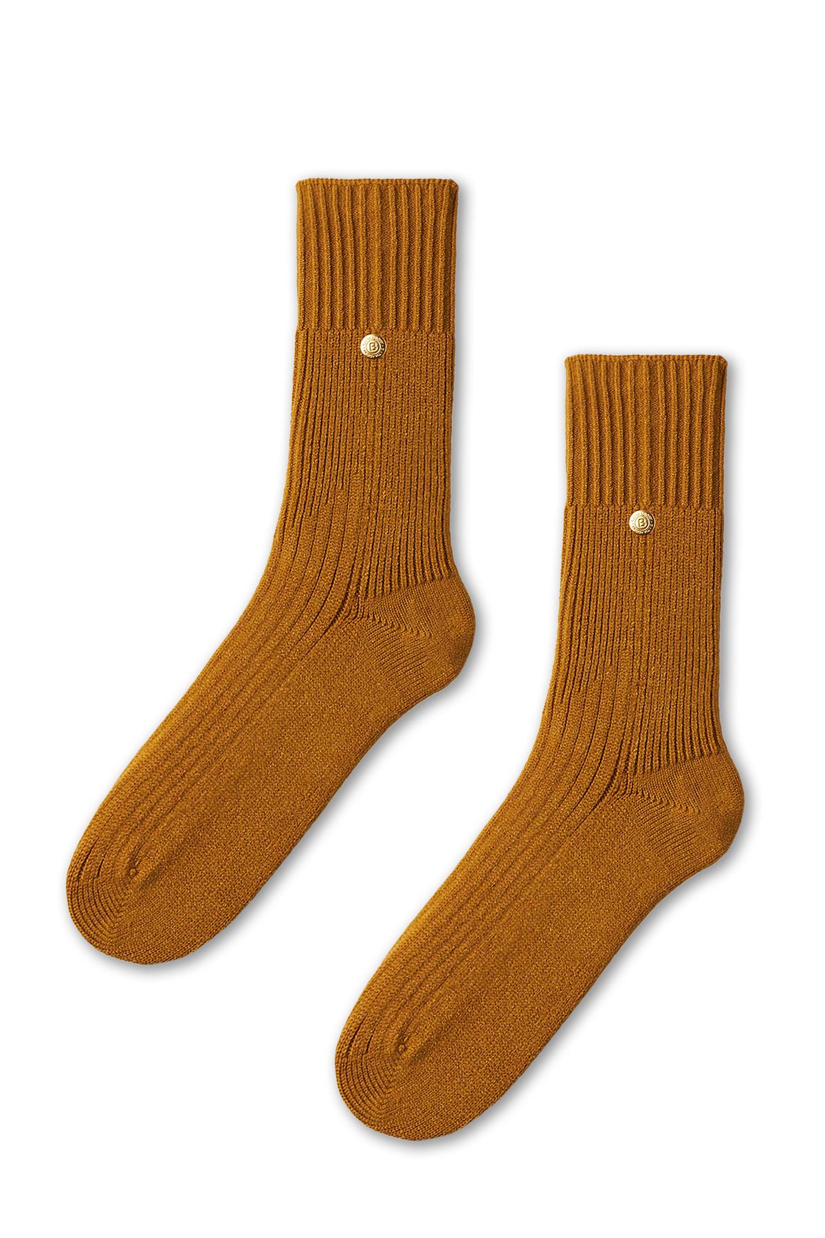 Mustard Sock Socks with Staple Details