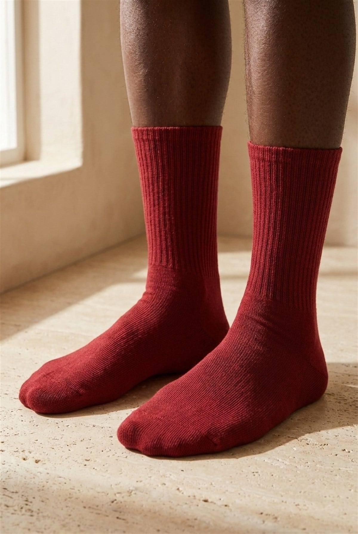 Erkek Havlu Taban Uzun Konç Basic  Soket Çorap Kırmızı