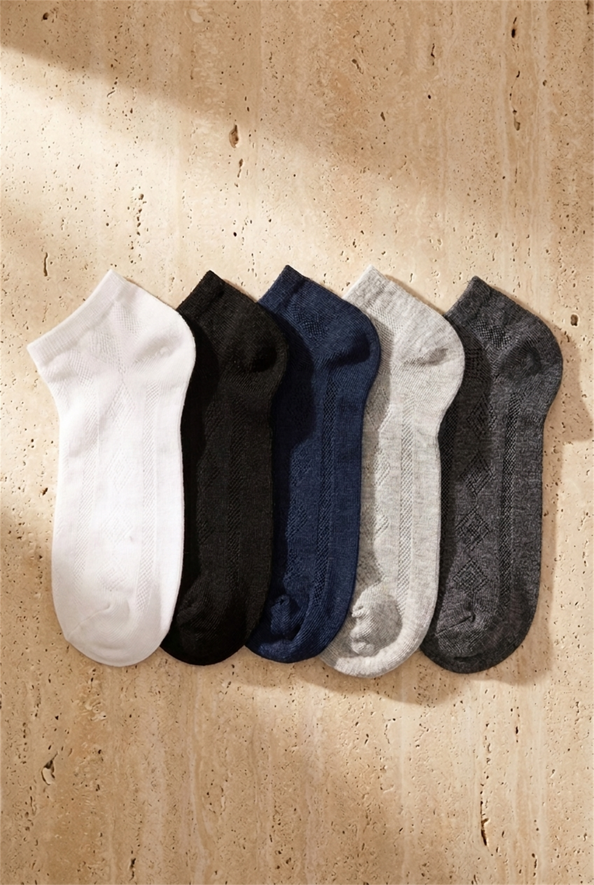Mens Embroidered Patterned 5-Piece Booties Socks