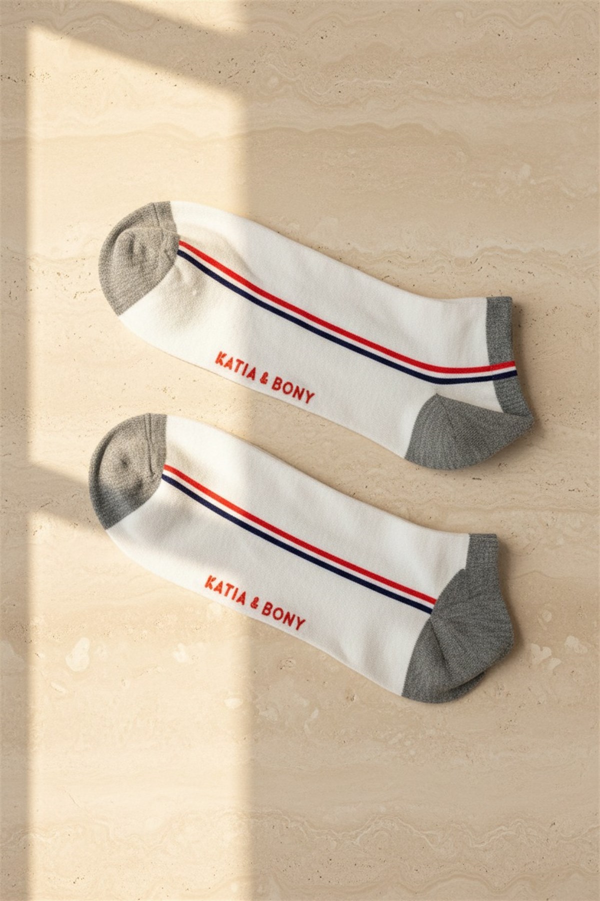 Mens Red Color Striped Step Socks