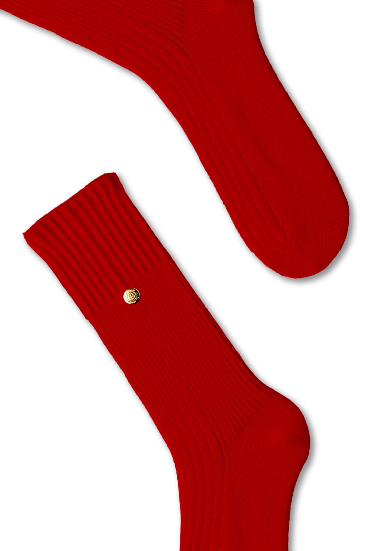 Zımba Detaylı Viskon Triko Soket Çorap Kırmızı 