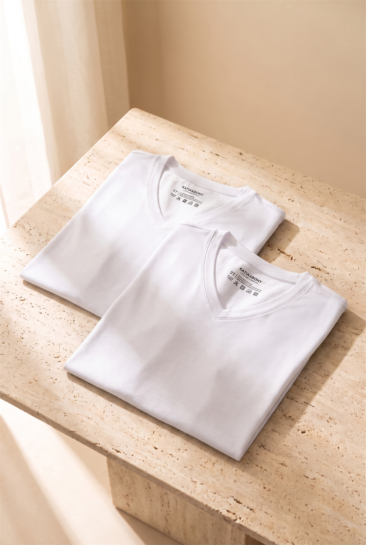 22603M4005 2PCK BASIC KUTULU MODAL V YAKA ERKEK TSHIRT WHITE