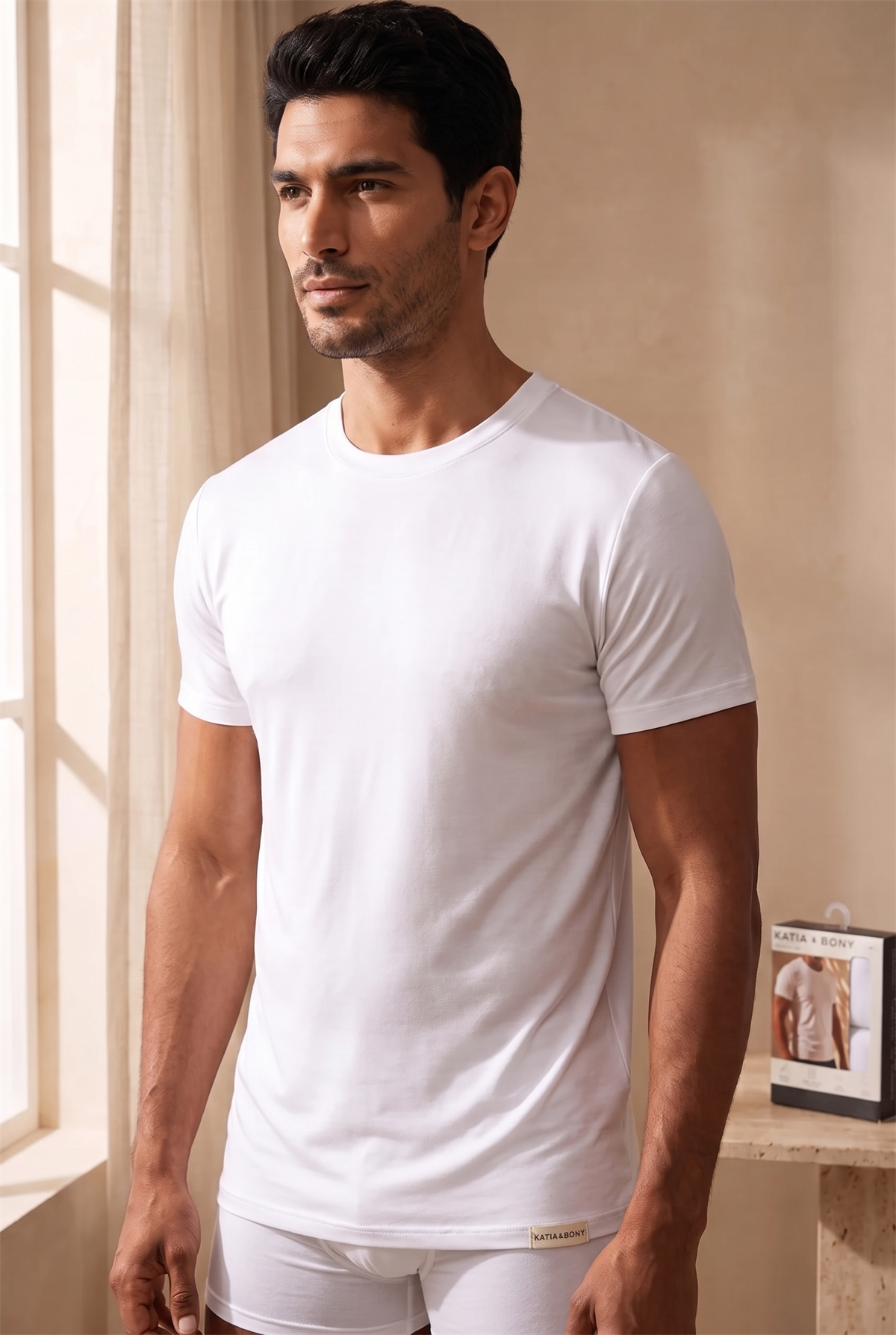 22603M4003 2PCK BASIC KUTULU MODAL O YAKA ERKEK TSHIRT WHITE