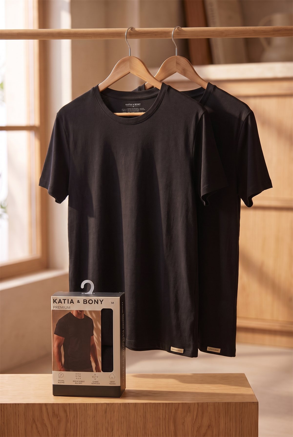 22603M4003 2PCK BASIC KUTULU MODAL O YAKA ERKEK TSHIRT SİYAH