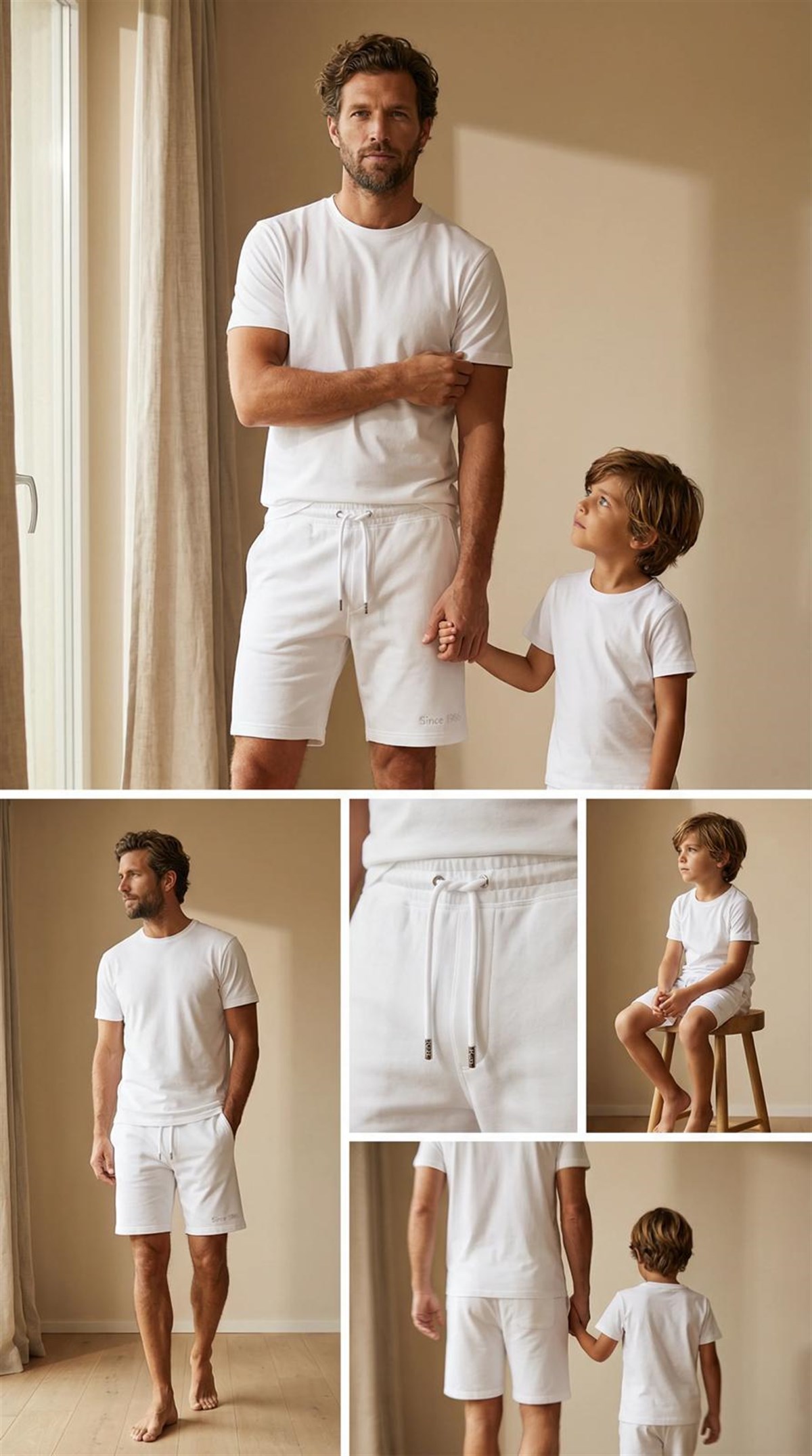 Erkek Modal Beyaz Şort