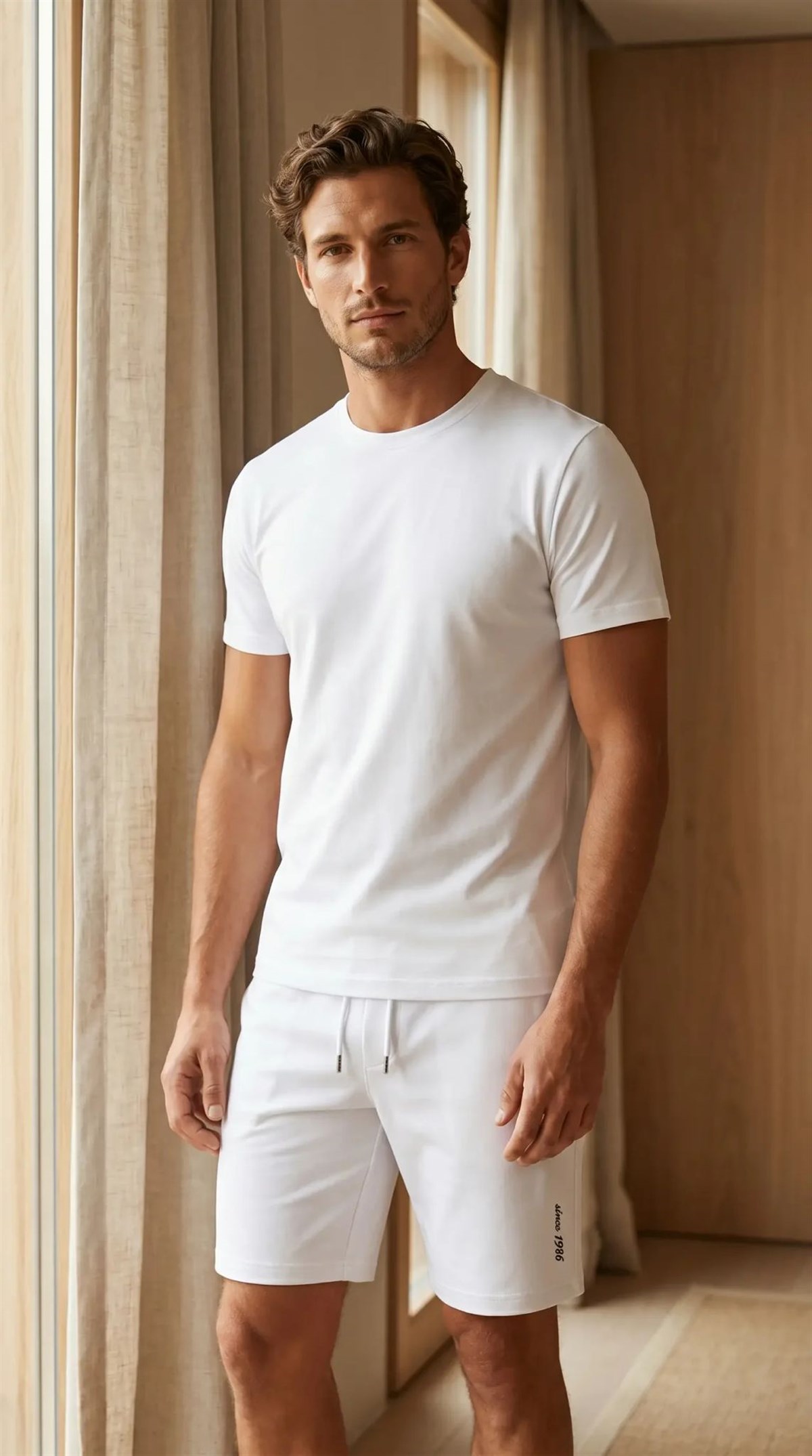 Erkek Modal Beyaz Şort