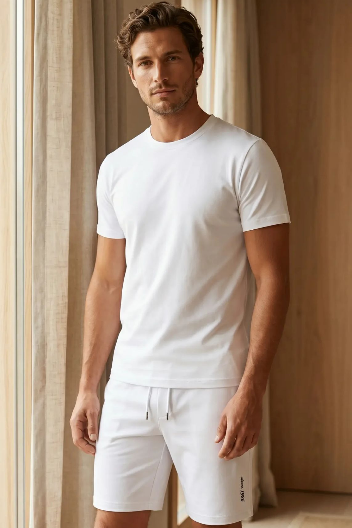 12610E4001 MODAL ERKEK T-SHIRT Beyaz
