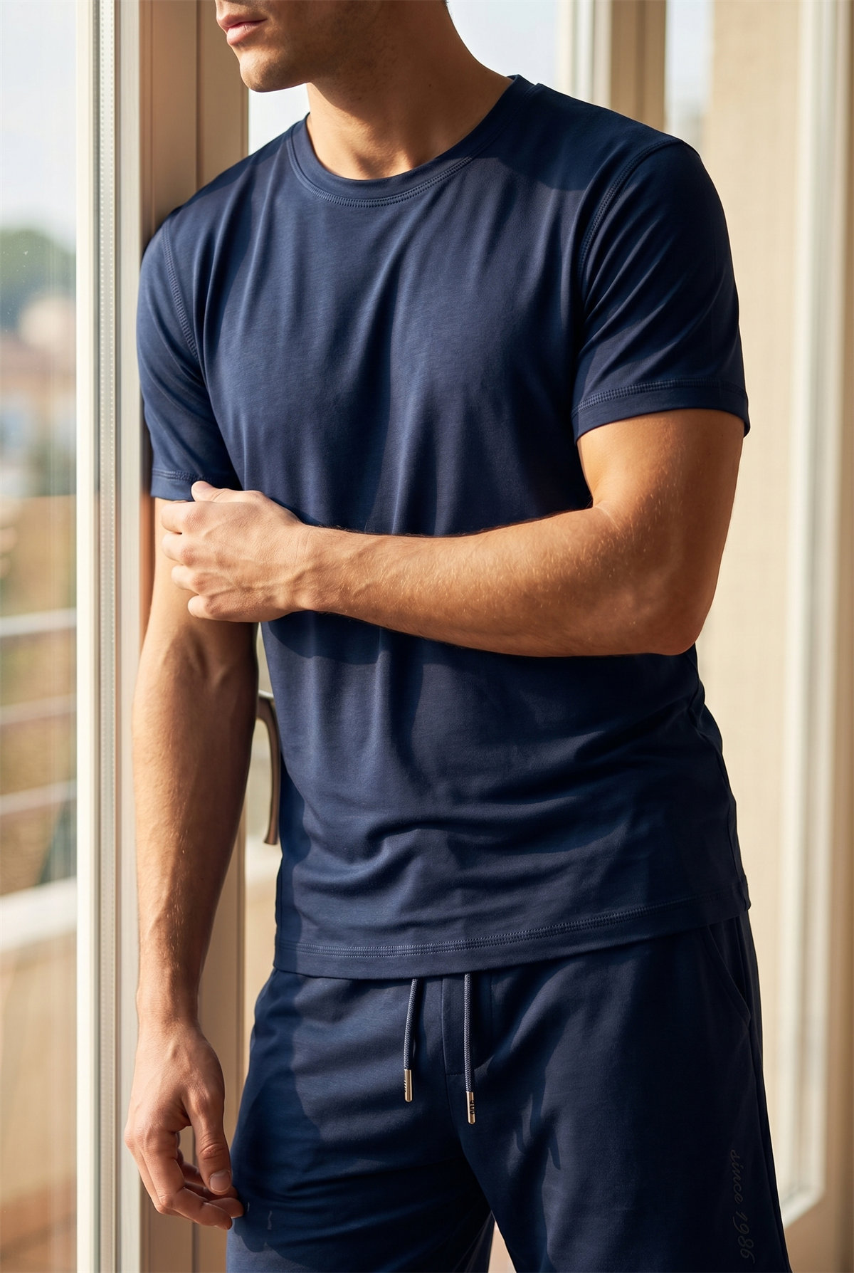 Erkek Modal Kısa Kollu Lacivert T-shirt