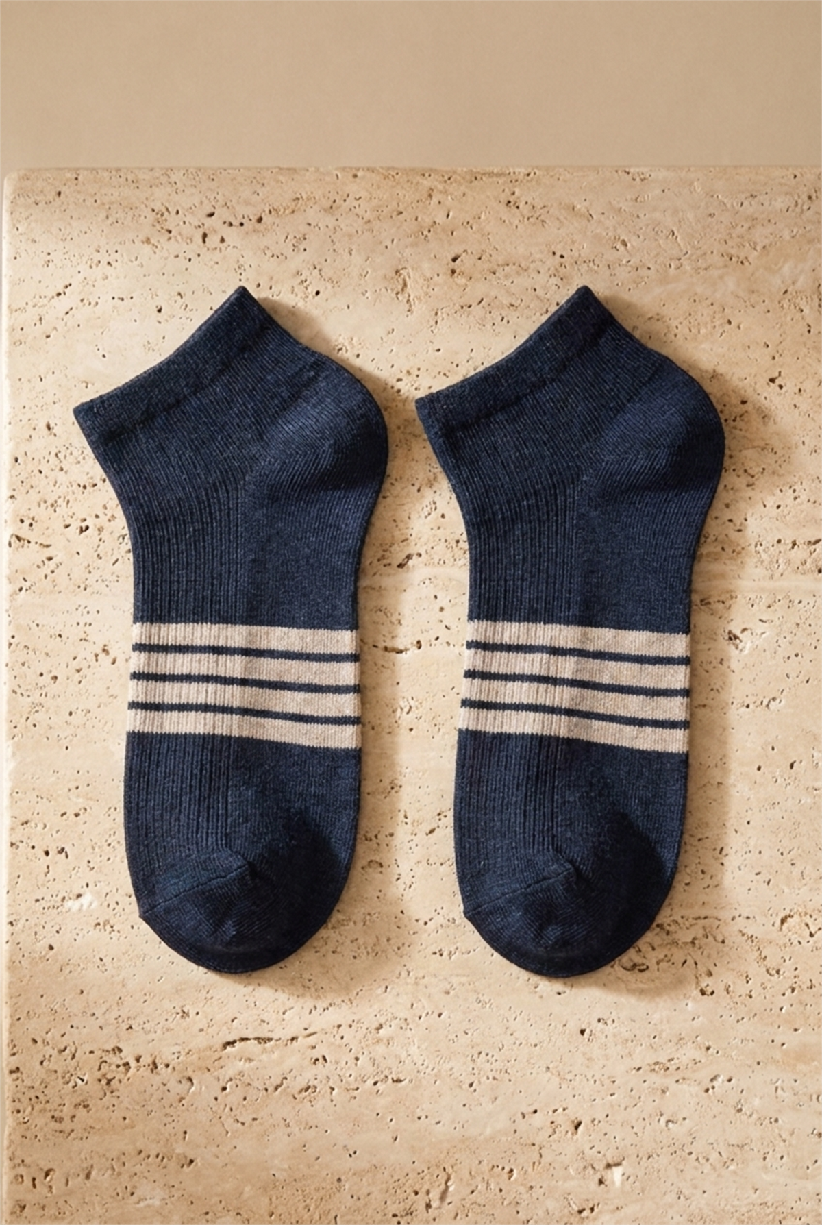 Mens 5-Piece Booties Socks With Stripe Detail İn The Middle