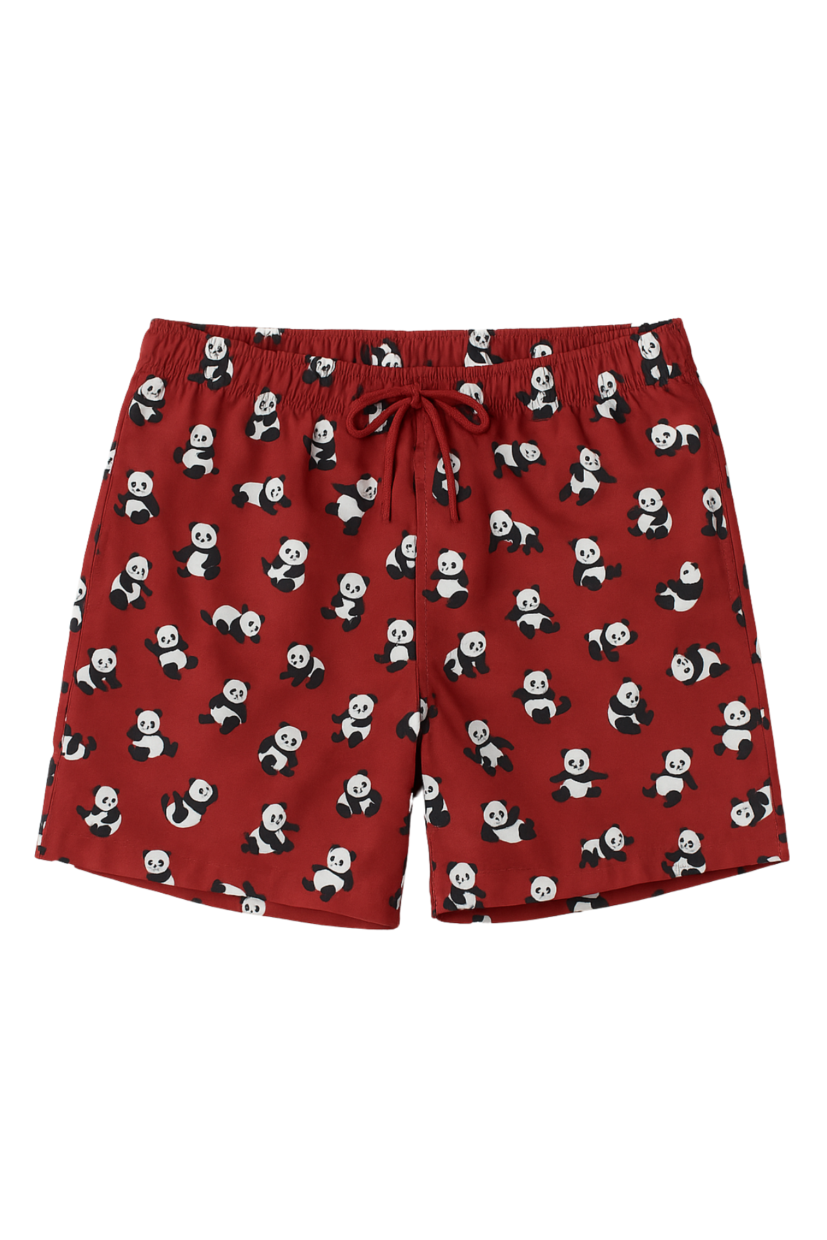 Mens Panda Pattern Swim Shorts Burgundy