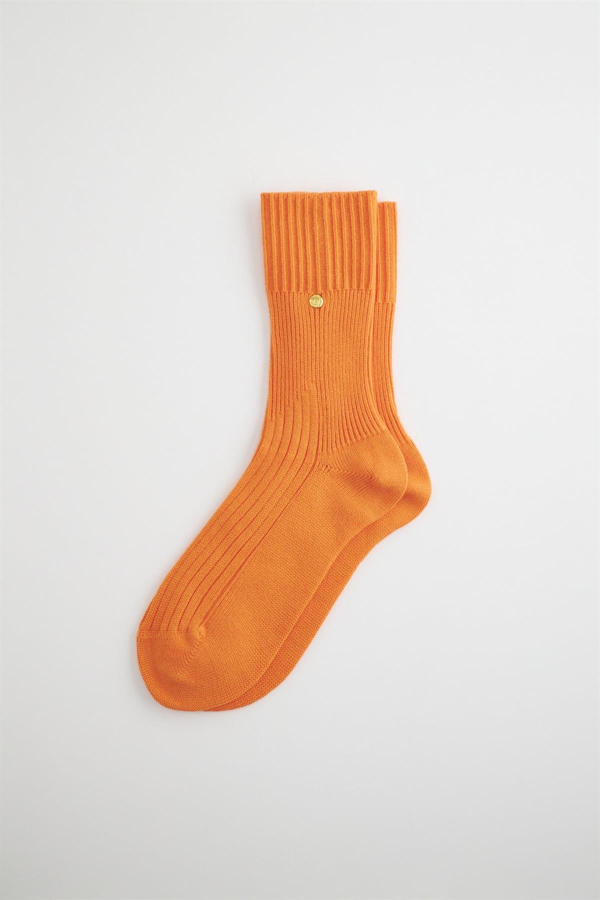 Erkek Premium Triko Zımbalı Soket Çorap Turuncu