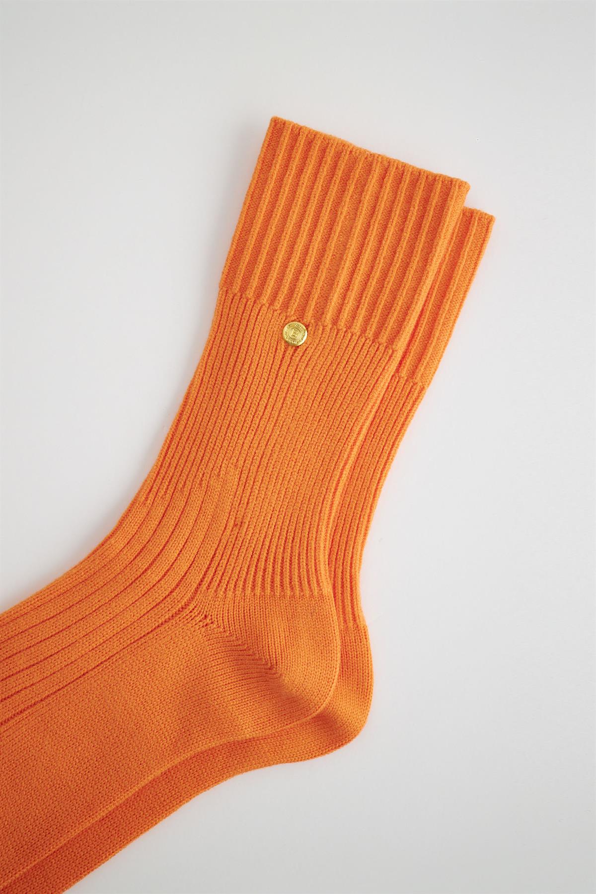 Erkek Premium Triko Zımbalı Soket Çorap Turuncu