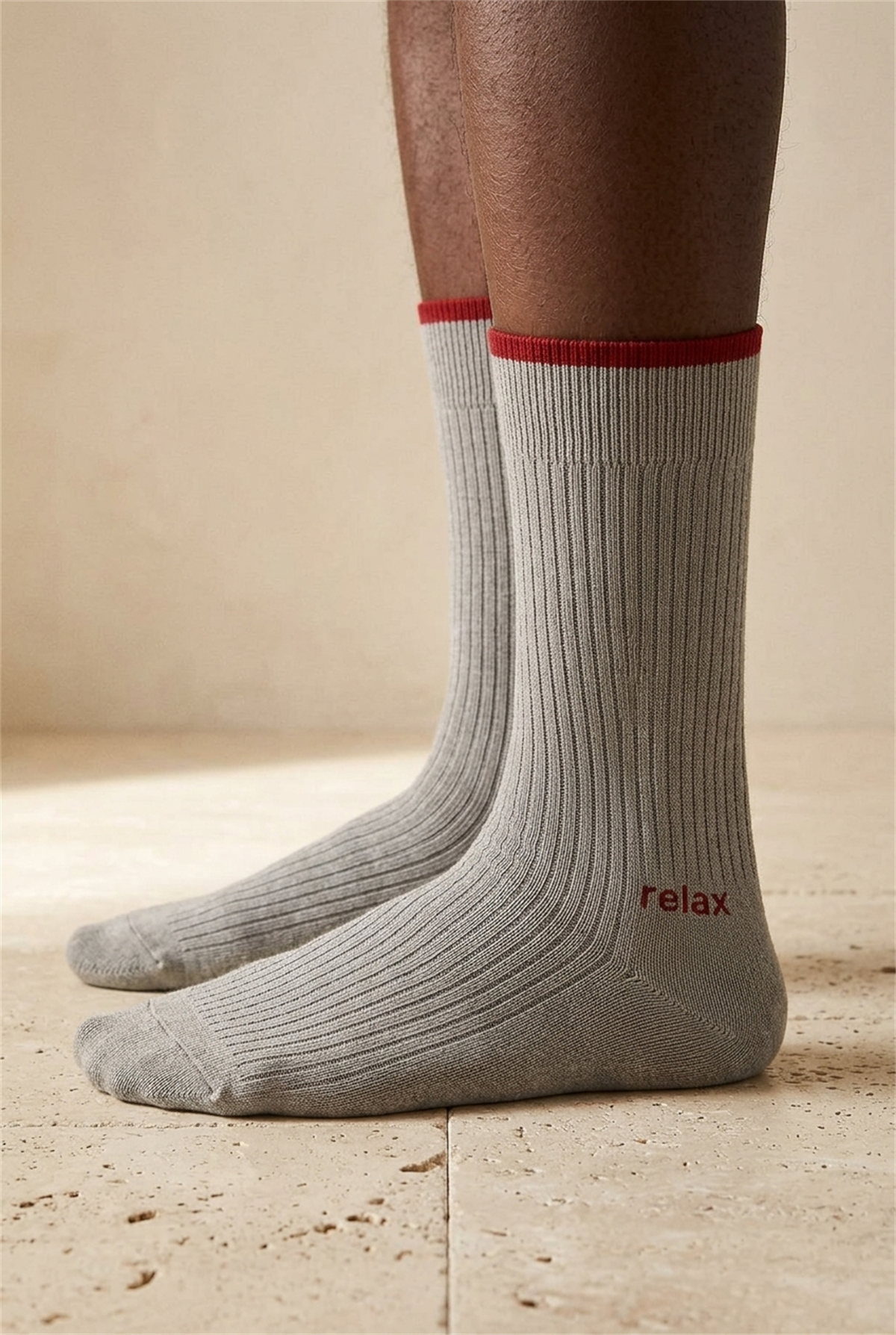 Erkek Relax Baskılı Soket Çorap Gri