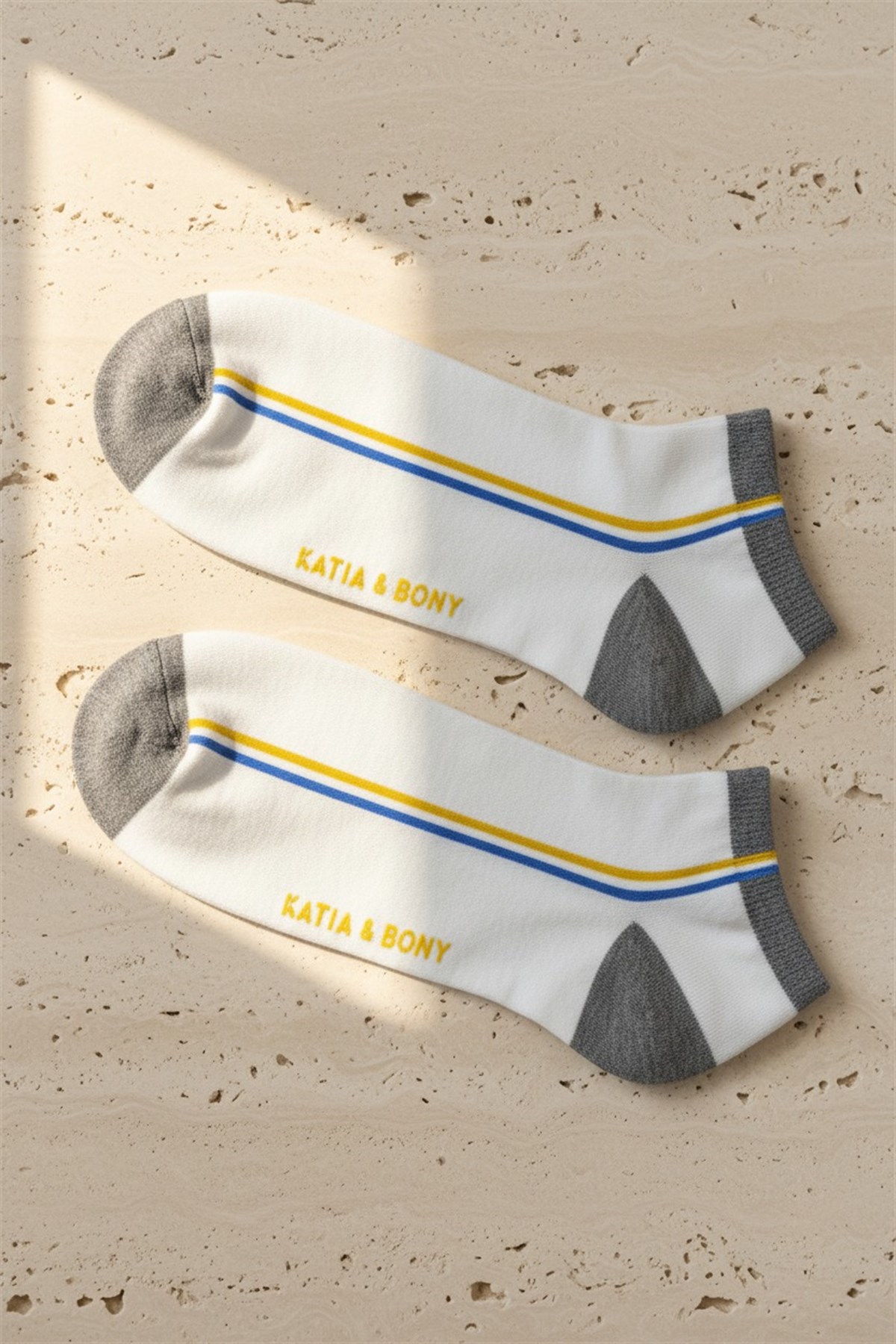 Mens Yellow Colored Striped Step Socks