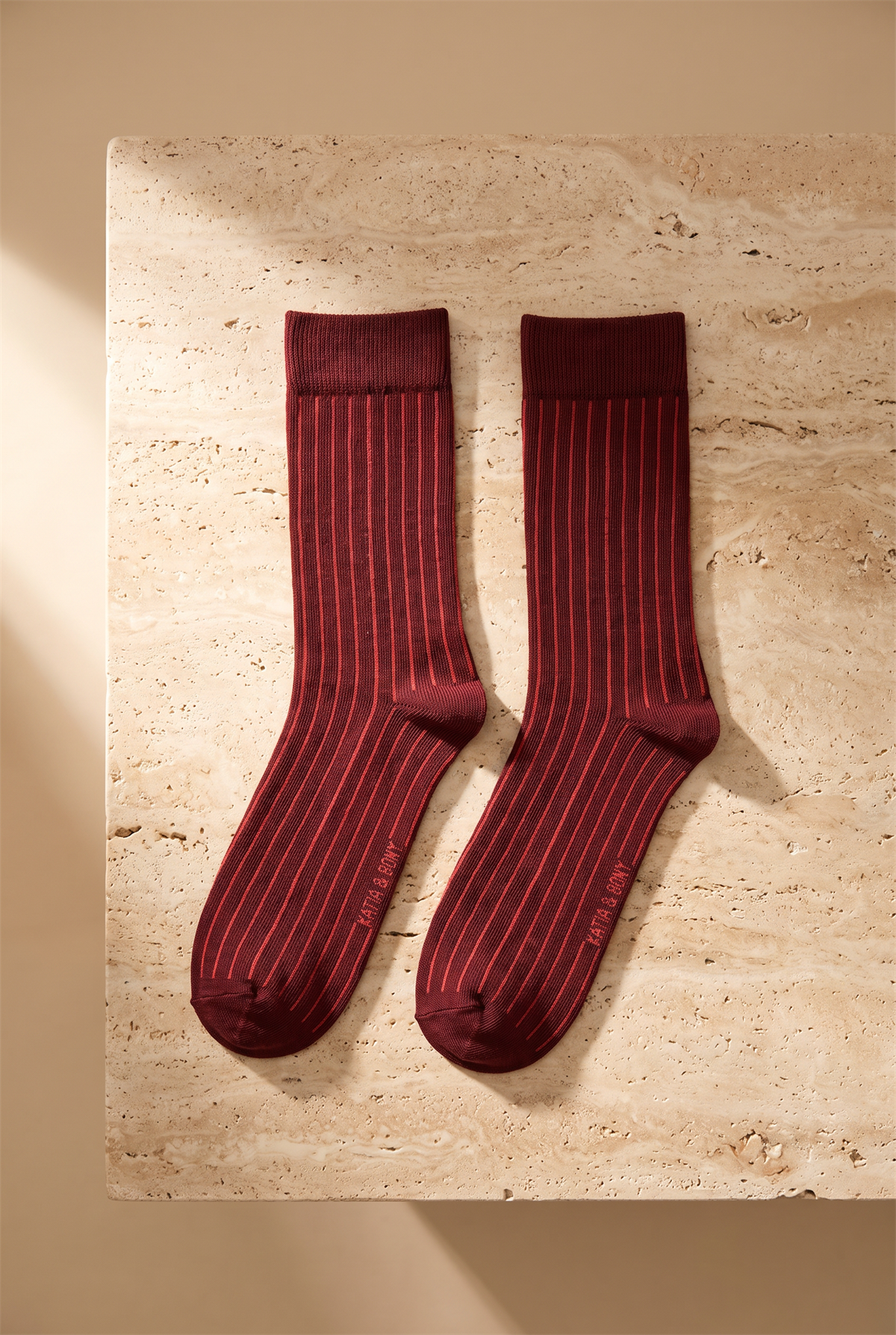 Erkek Şeritli Soket Çorap Bordo
