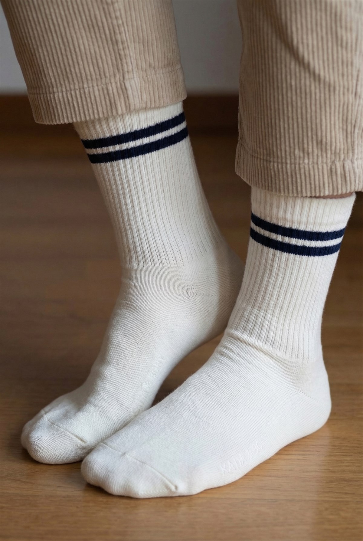 Mens Striped Socks Ecru
