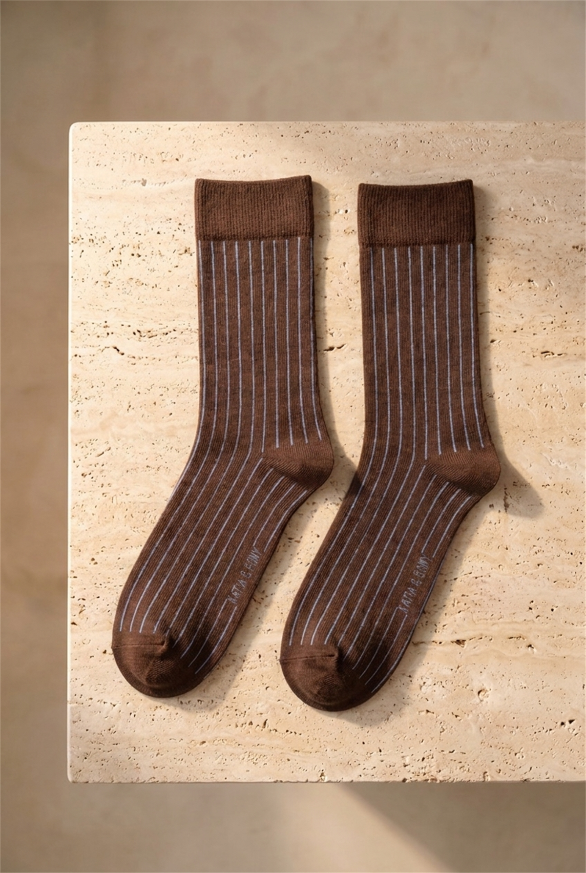 Erkek Şeritli Soket Çorap Kahverengi
