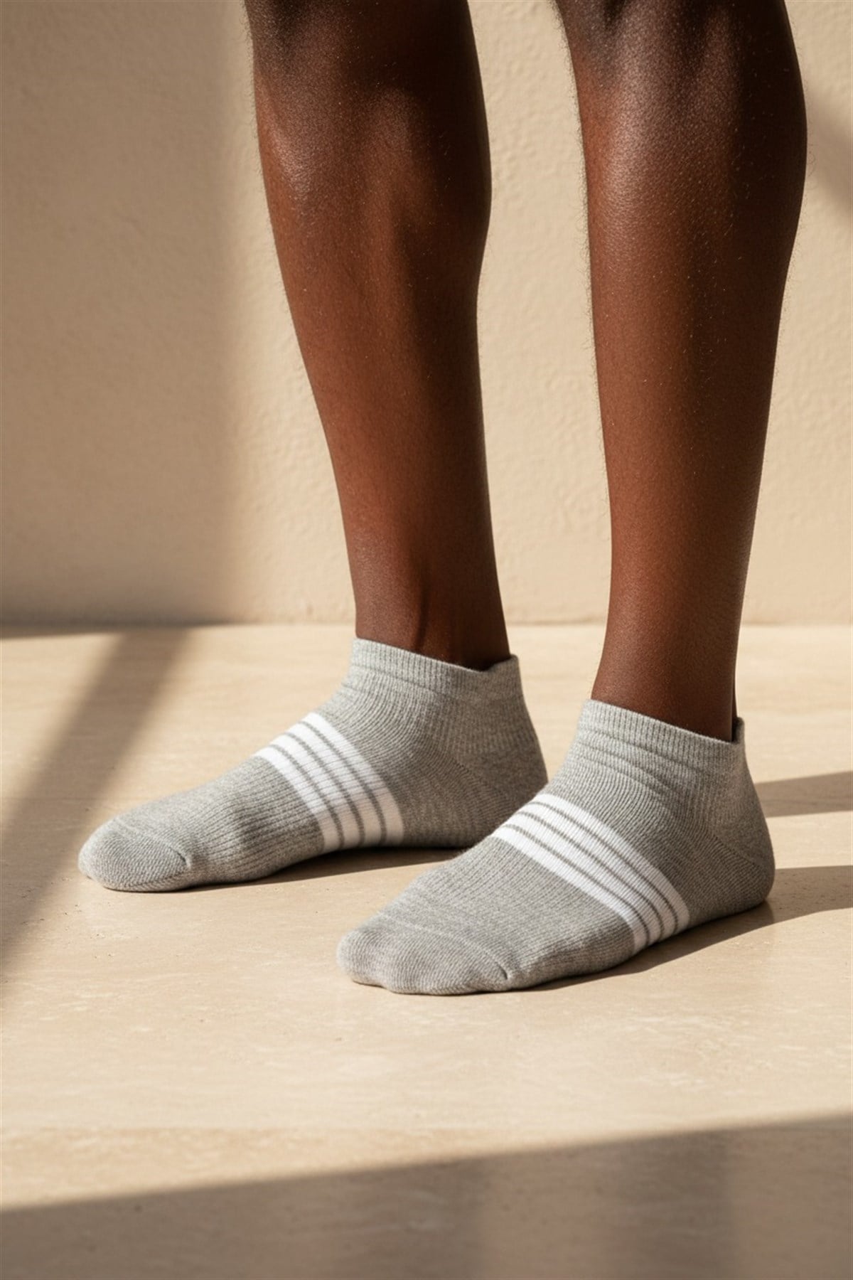 Mens Striped Step Socks Gray