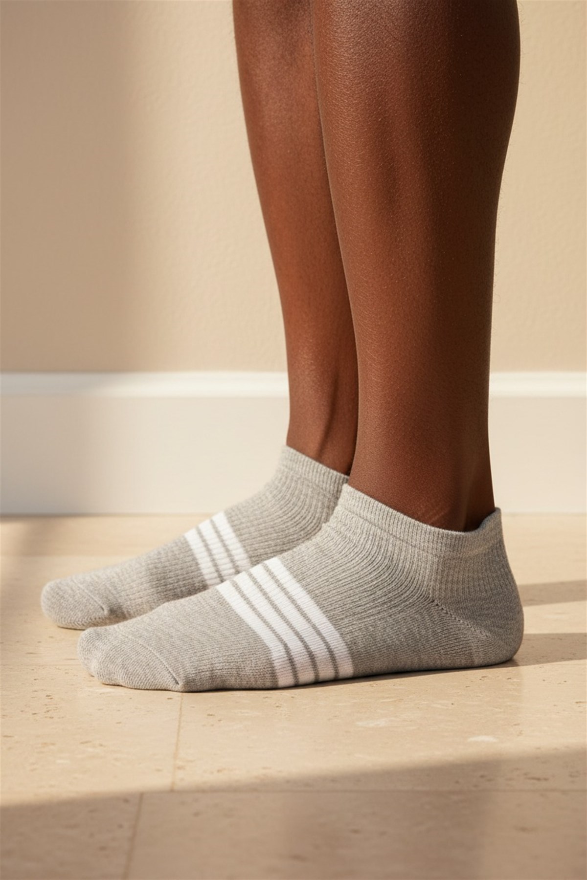 Mens Striped Step Socks Gray