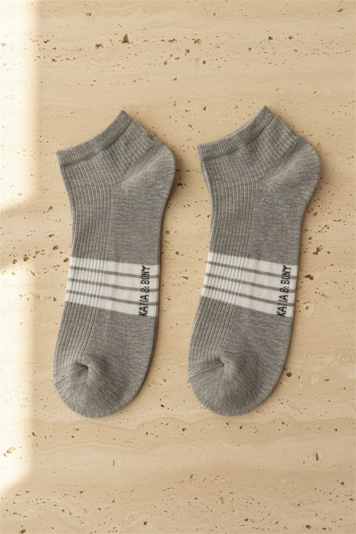 Mens Striped Step Socks Gray