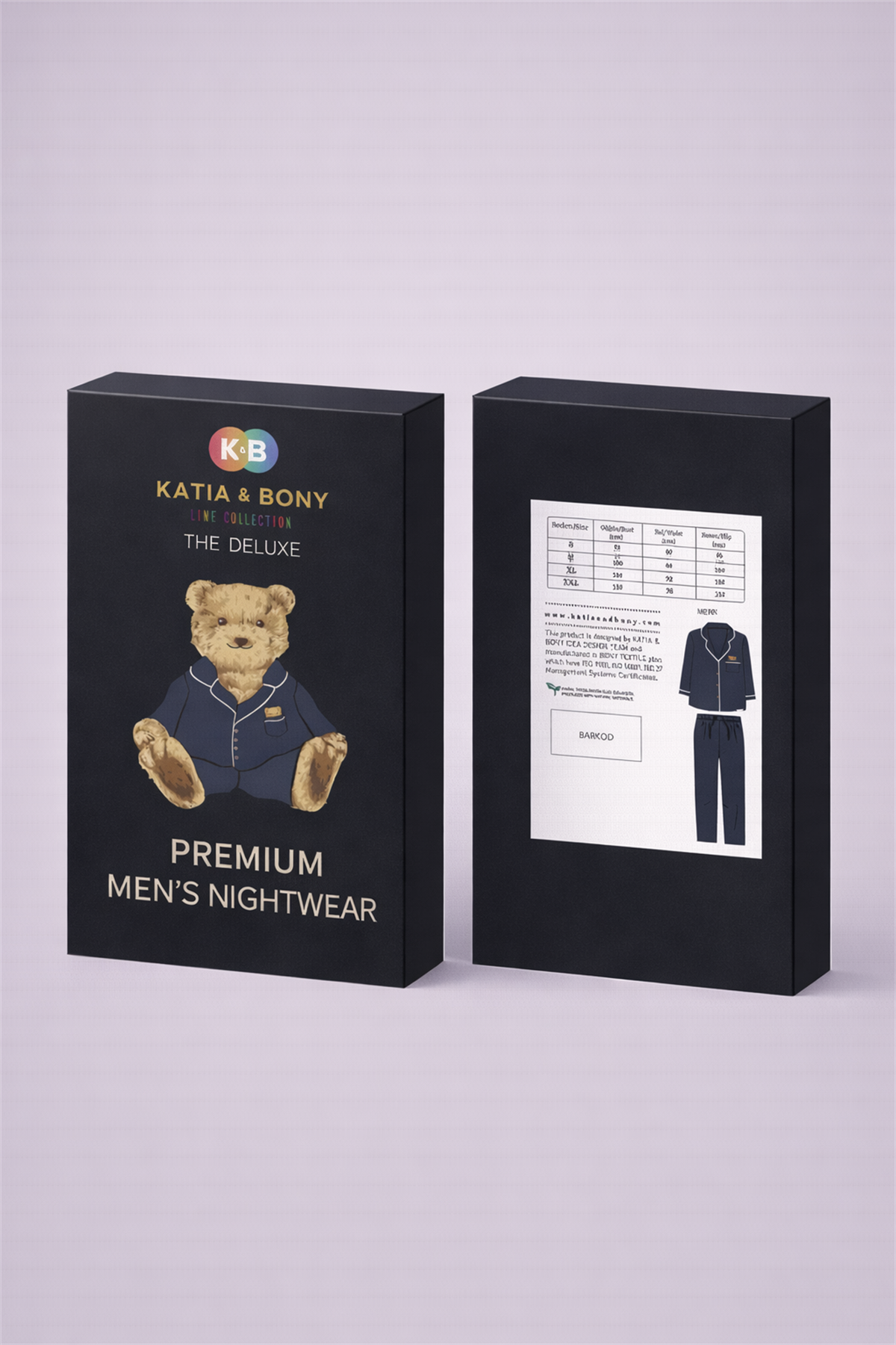 Erkek Teddy Desenli Kutulu Pijama Takımı Lacivert