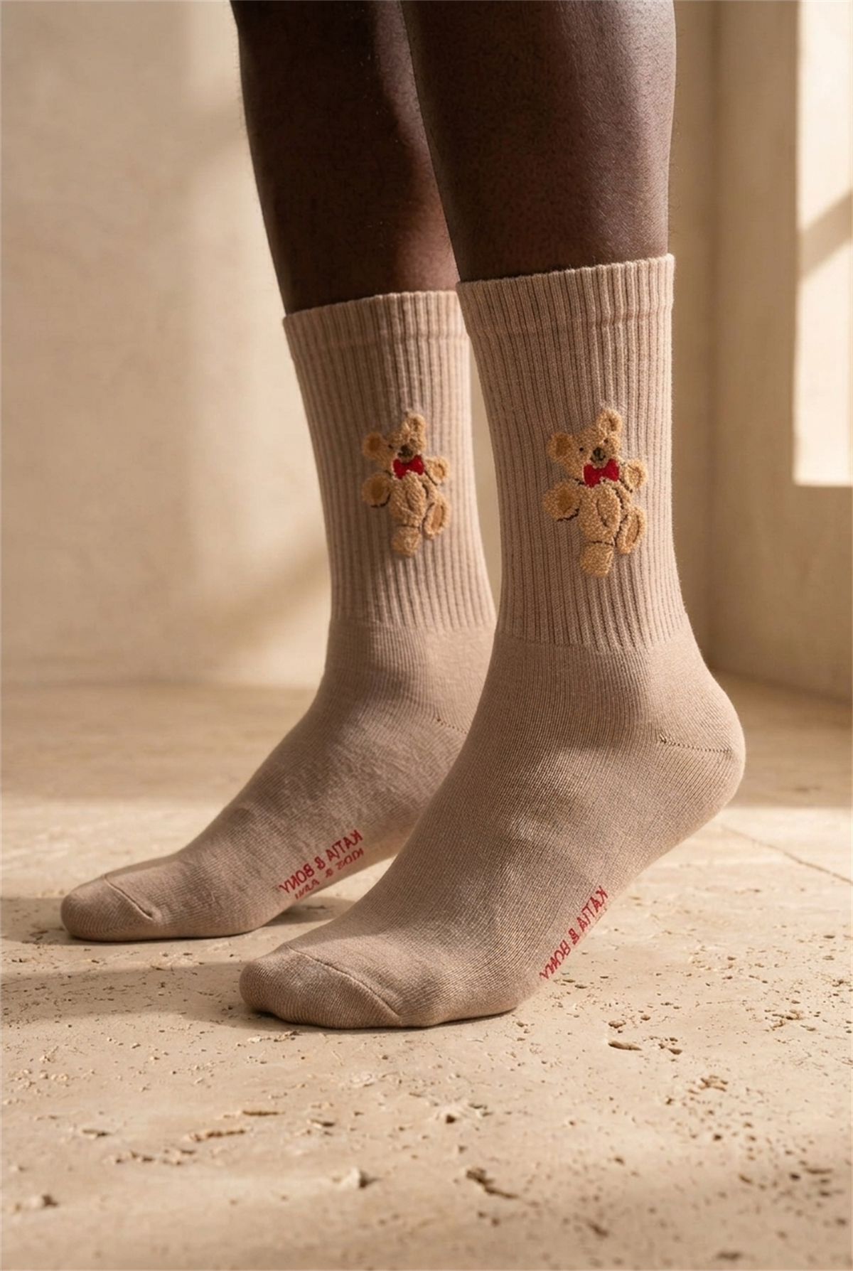 Mens Teddy Patterned Socks Brown