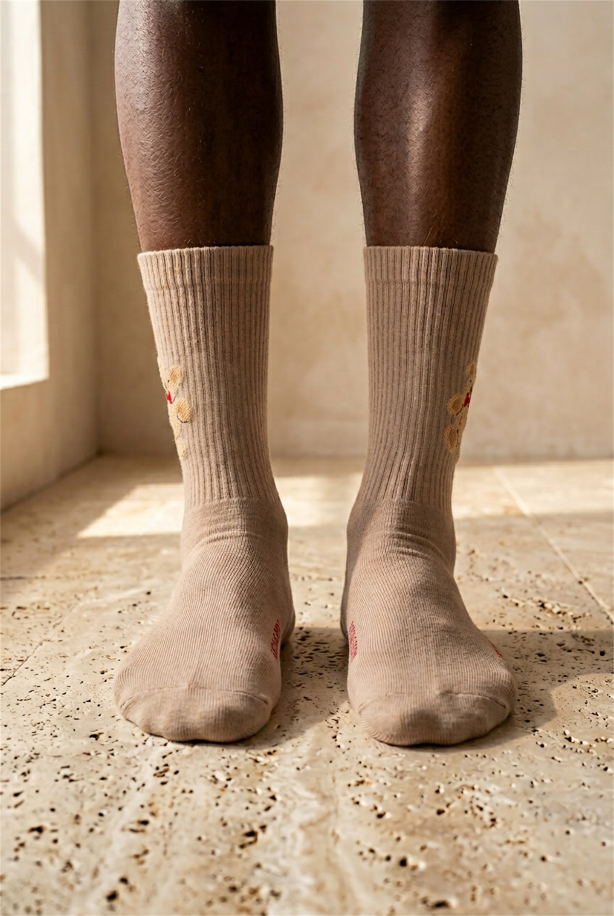 Mens Teddy Patterned Socks Brown