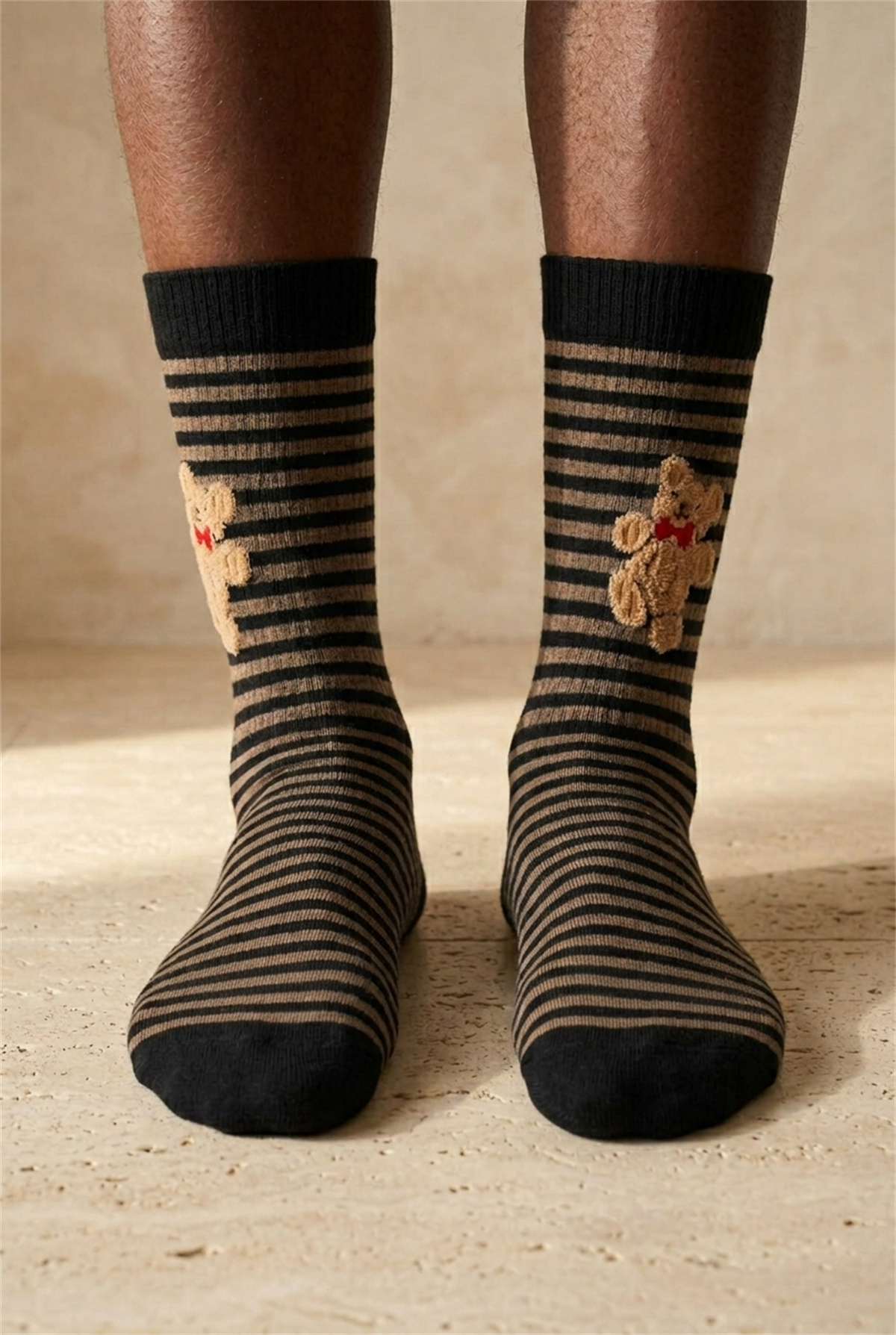Mens Teddy Patterned Socks Black