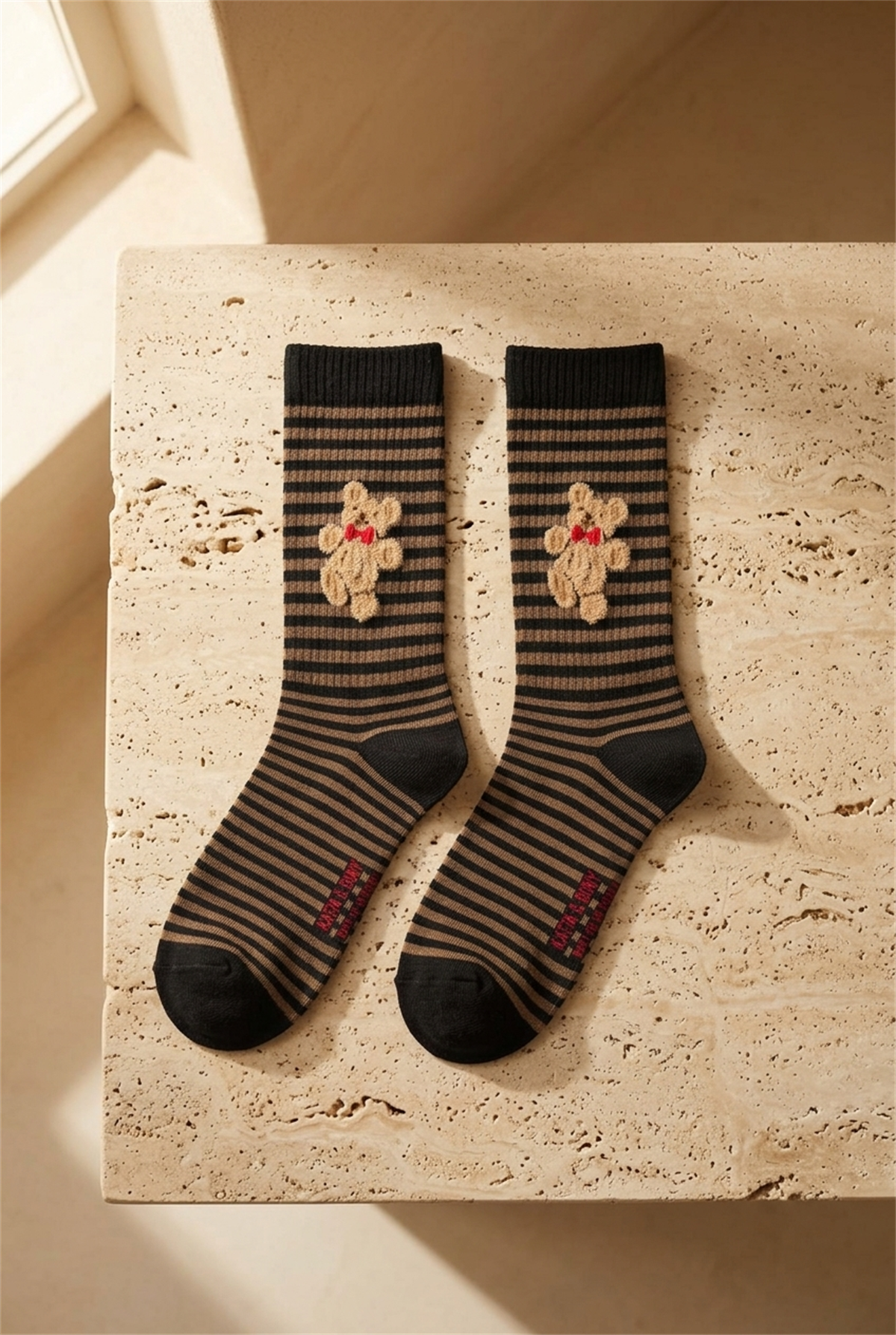 Mens Teddy Patterned Socks Black
